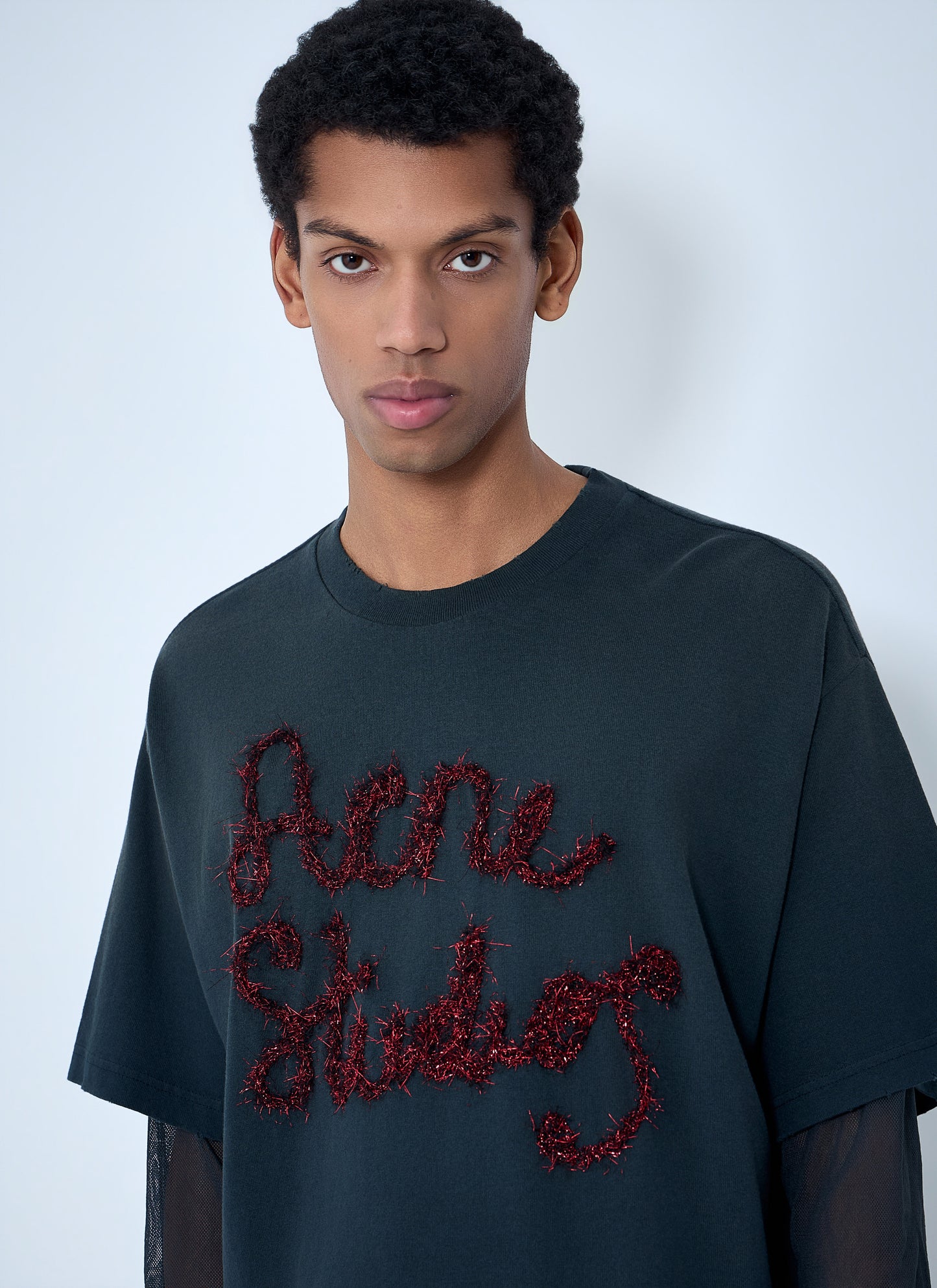 Acne Studios Men Layered Logo Embellished T-Shirt ACNE STUDIOS