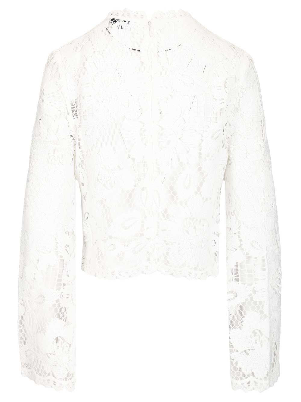 Self-Portrait Women White Crochet Lace Top SELF-PORTRAIT