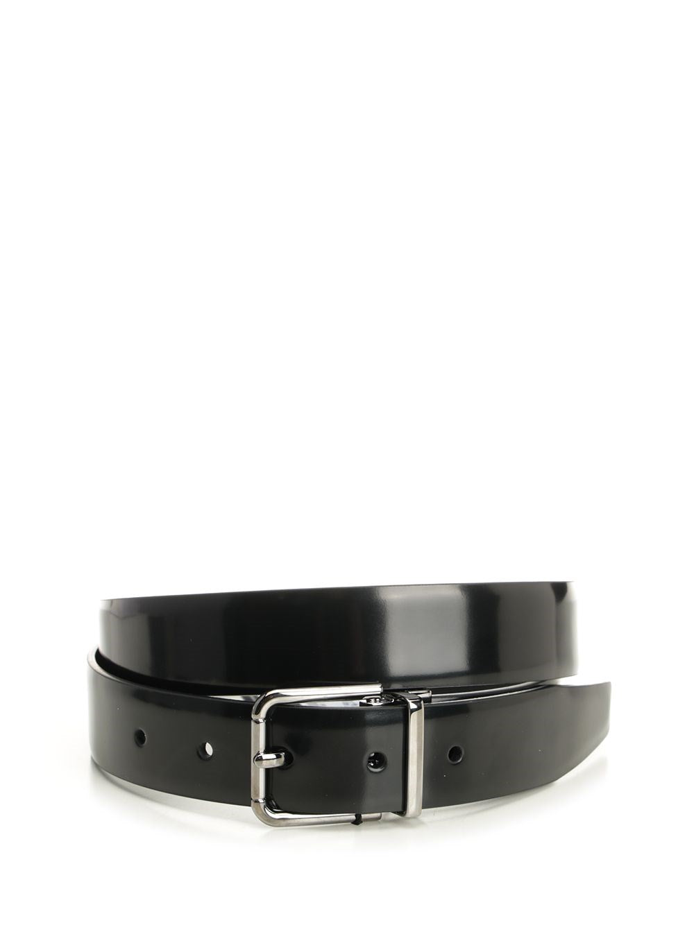 Dolce & Gabbana Men Polished Brushed Leather Belt DOLCE & GABBANA