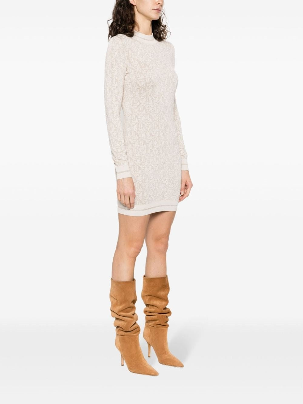 Palm Angels Women Lurex Knit Mini Dress With Monogram PALM ANGELS