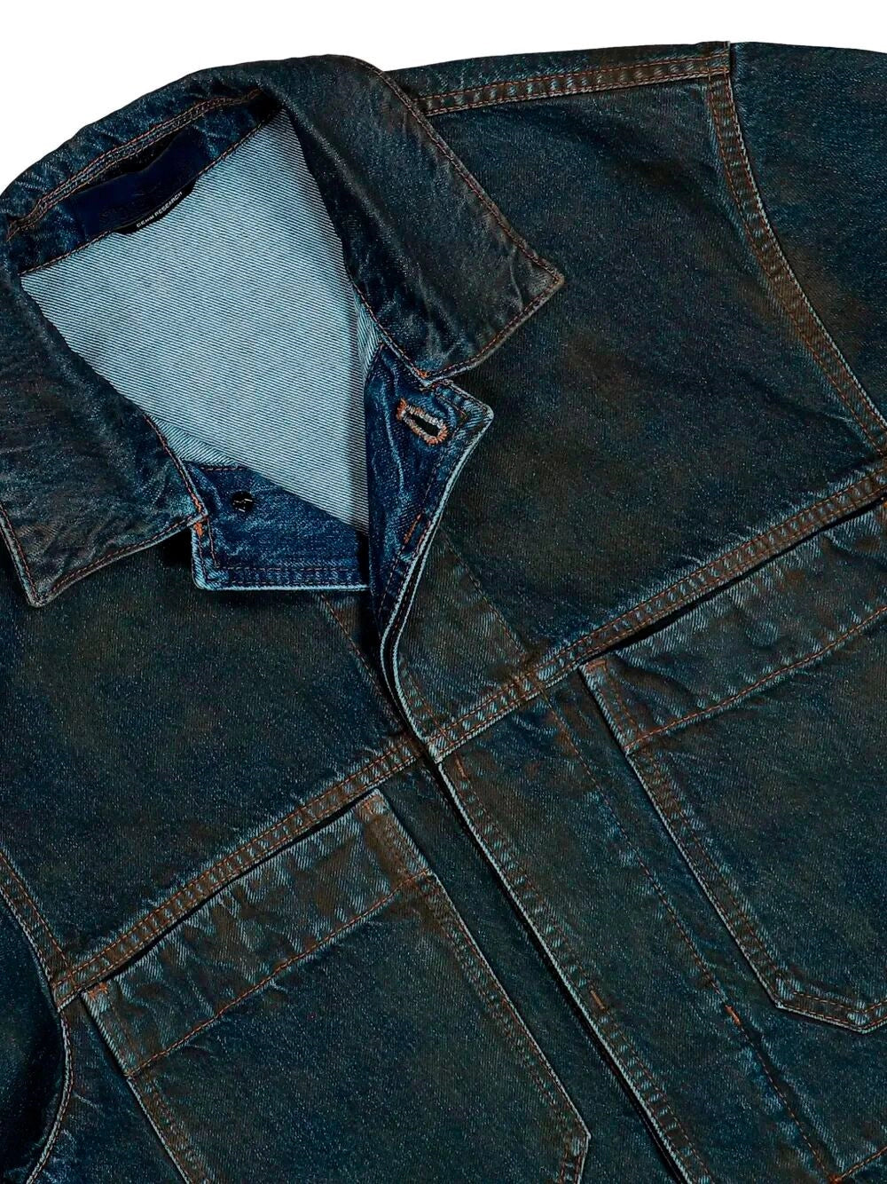 Stone Island Men `Laser Pigment Indigo Denim` Biker Jacket STONE ISLAND