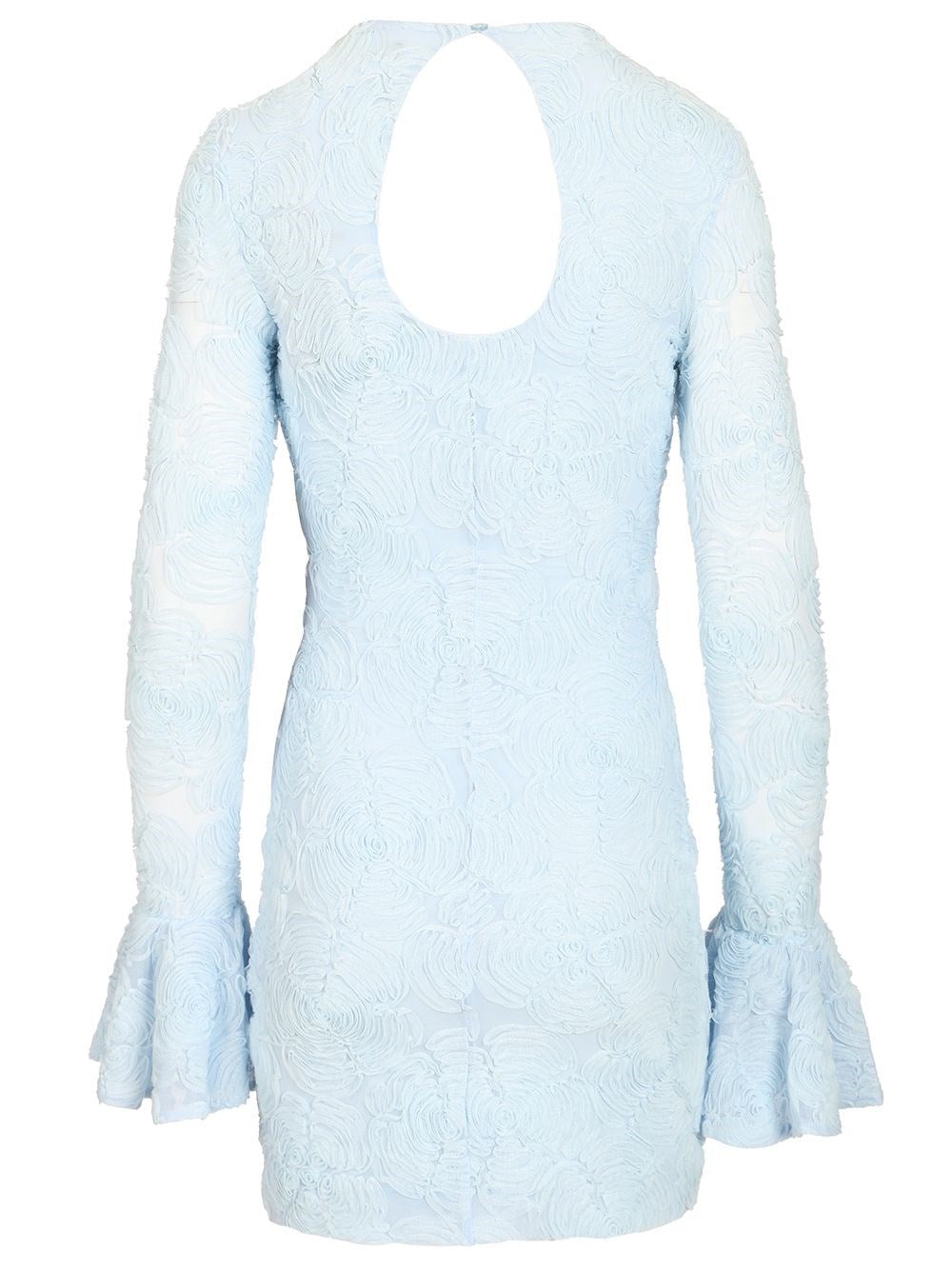 Rotate Women Blue Mesh Mini Dress With Ruffles ROTATE