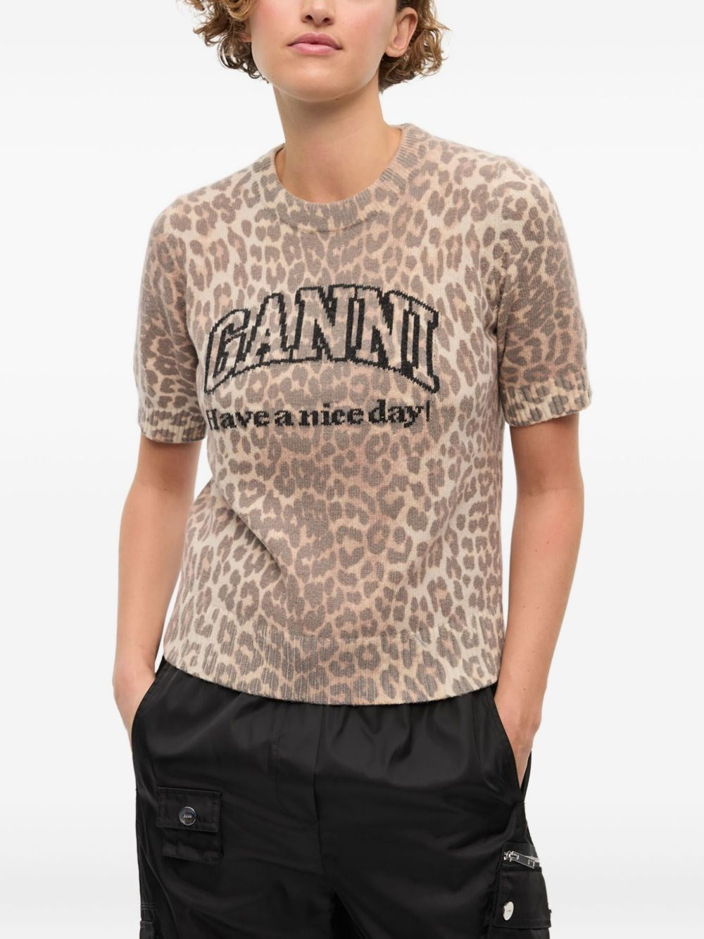 Ganni Women Leopard Print T-Shirt GANNI