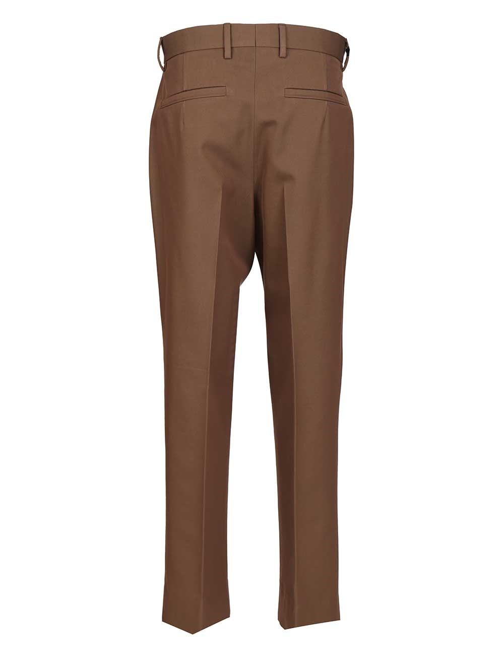 Zegna Men Dark Foliage Cotton And Wool Trousers ZEGNA