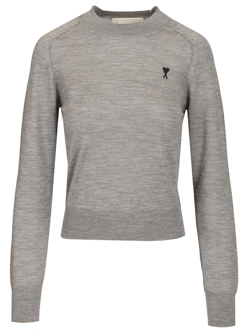 Ami Women Quota -Crewneck Sweater With Contrasted Ami De Coeur AMI PARIS