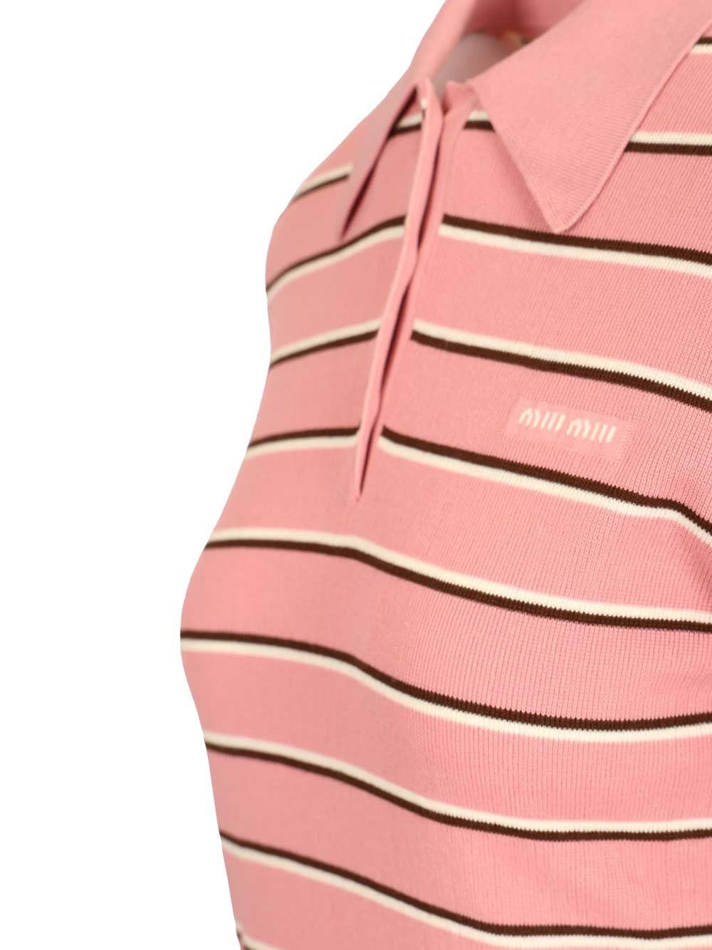 Miu Miu Women Striped Polo Shirt MIU MIU