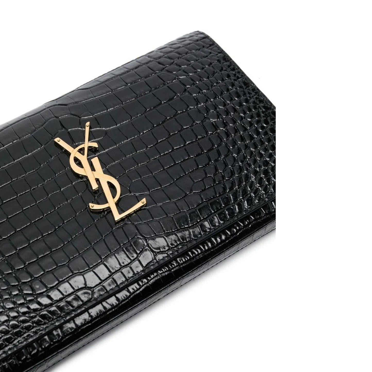 Saint Laurent Cassandre Croc Embossed Leather Chain Wallet Women SAINT LAURENT