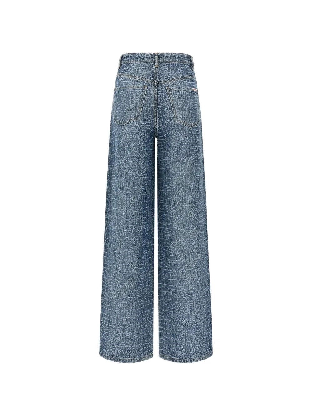 Self-Portrait Women Croc Effect Wide Leg Jeans SELF-PORTRAIT