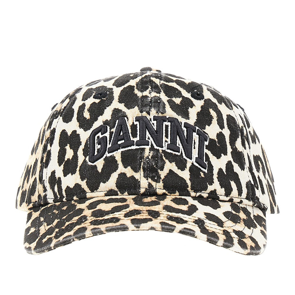 Ganni Women Leopard-Print Organic Cotton Baseball Hat GANNI