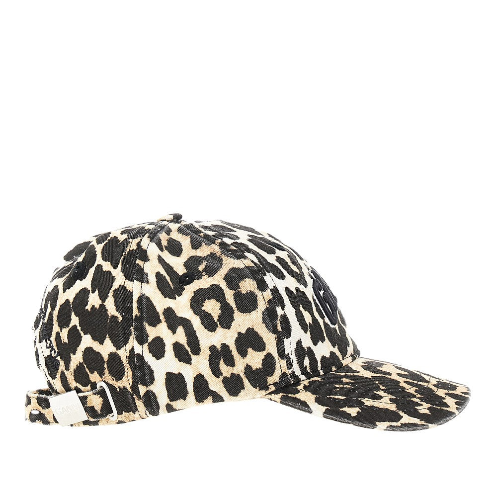 Ganni Women Leopard-Print Organic Cotton Baseball Hat GANNI