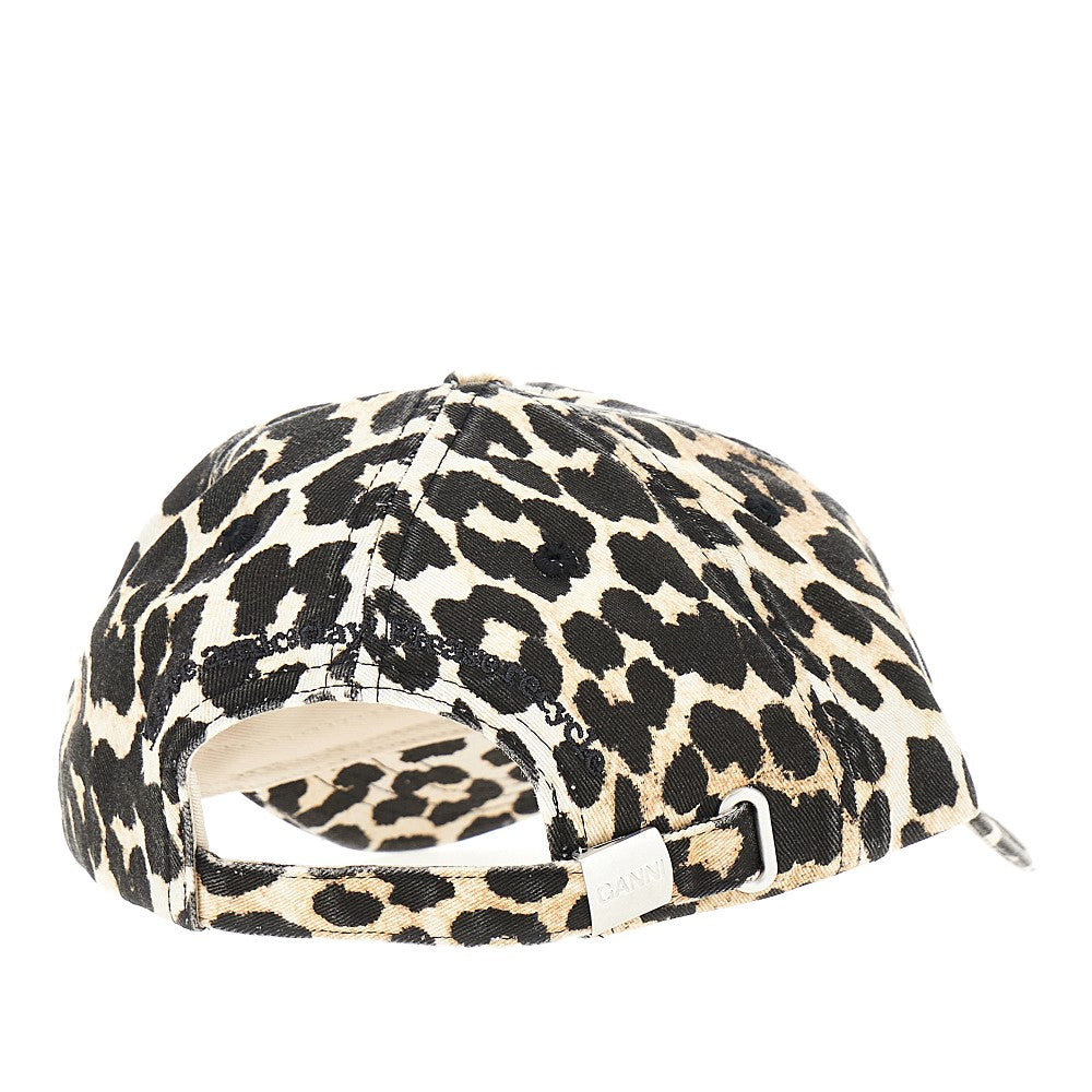 Ganni Women Leopard-Print Organic Cotton Baseball Hat GANNI