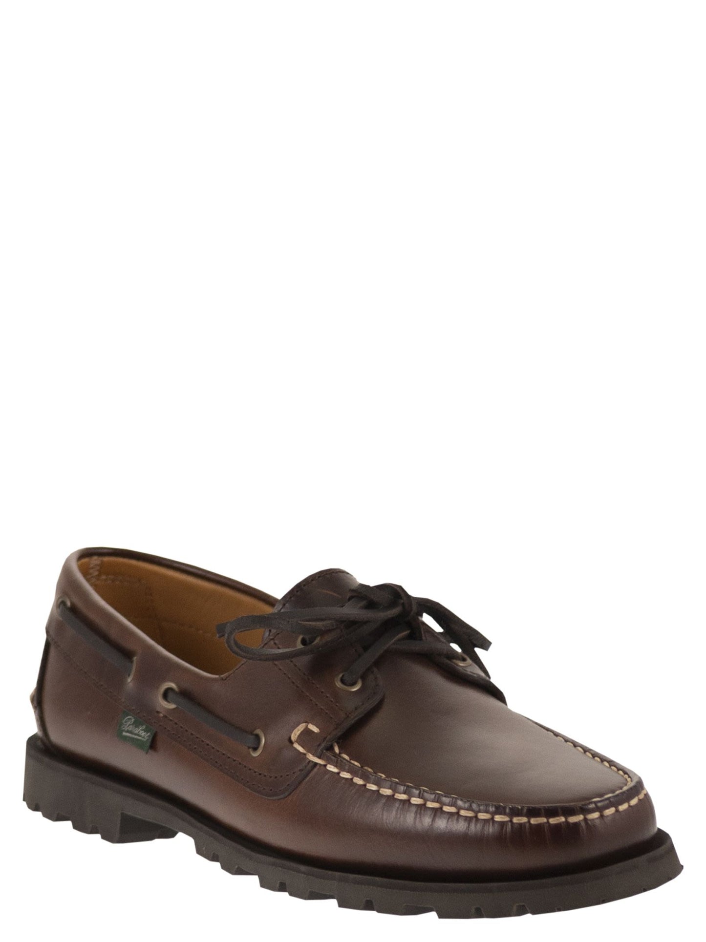 Paraboot Men Leather Boat Shoes With Lug Sole PARABOOT