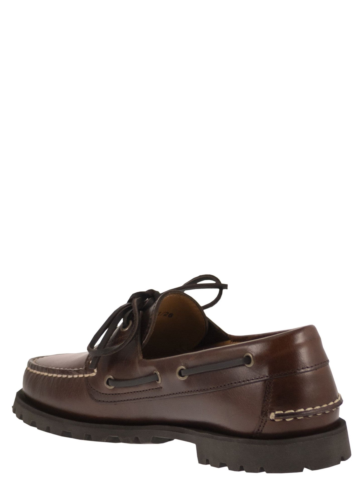 Paraboot Men Leather Boat Shoes With Lug Sole PARABOOT
