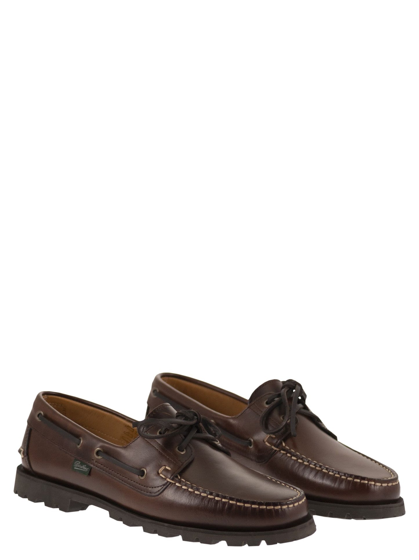 Paraboot Men Leather Boat Shoes With Lug Sole PARABOOT