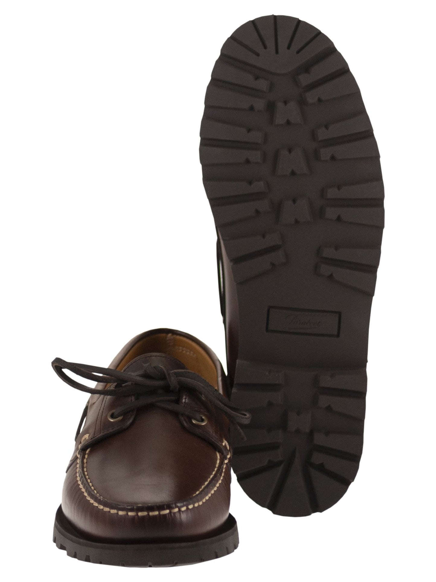 Paraboot Men Leather Boat Shoes With Lug Sole PARABOOT