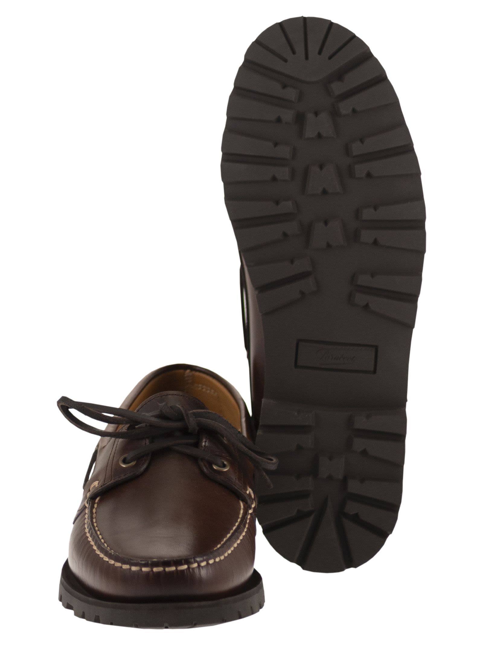 Paraboot Men Leather Boat Shoes With Lug Sole PARABOOT