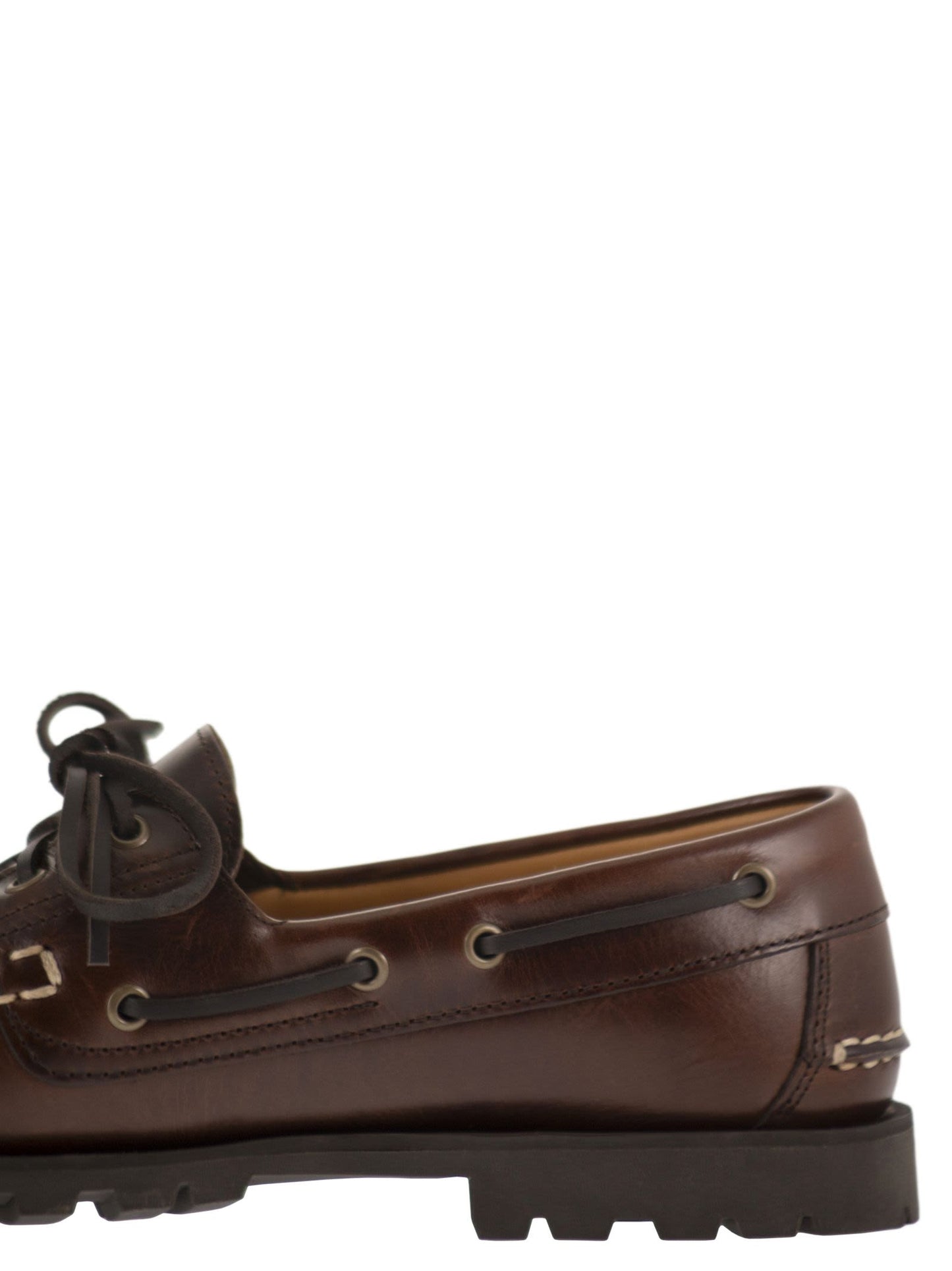 Paraboot Men Leather Boat Shoes With Lug Sole PARABOOT