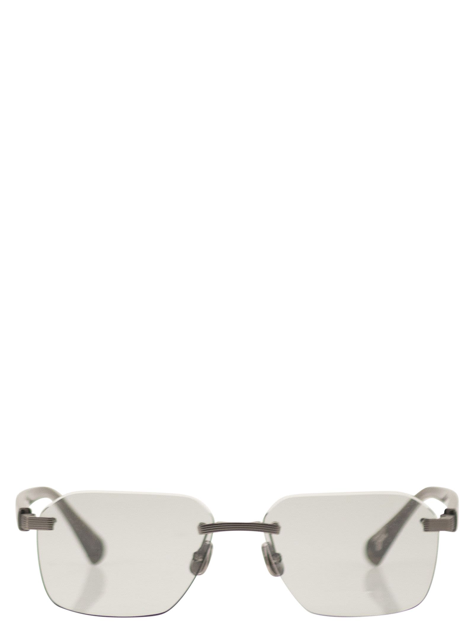 Brunello Cucinelli Men Rectangular Titanium Sunglasses BRUNELLO CUCINELLI