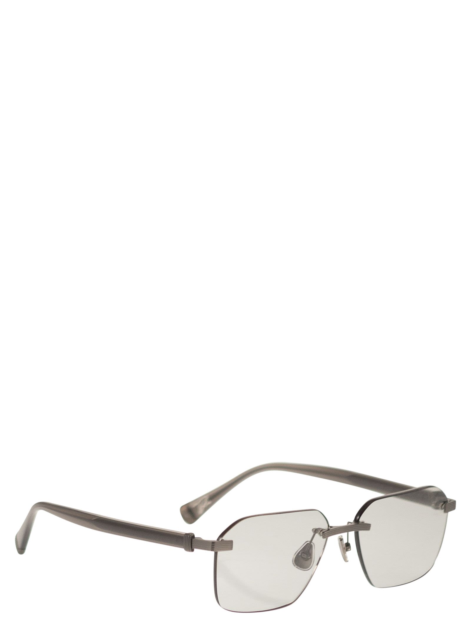Brunello Cucinelli Men Rectangular Titanium Sunglasses BRUNELLO CUCINELLI