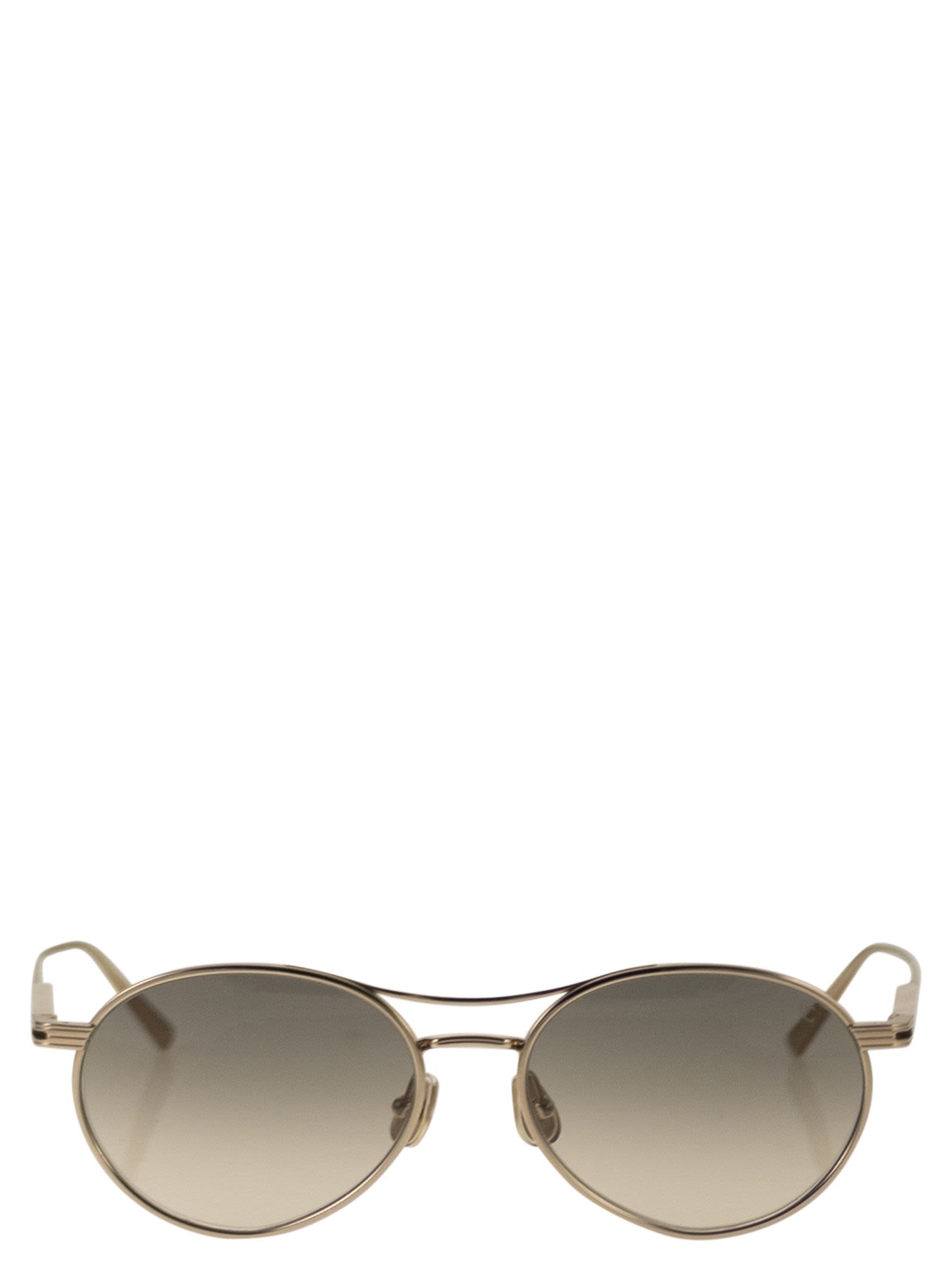 Brunello Cucinelli Unisex Titanium Aviator Sunglasses With Crystal Lenses BRUNELLO CUCINELLI
