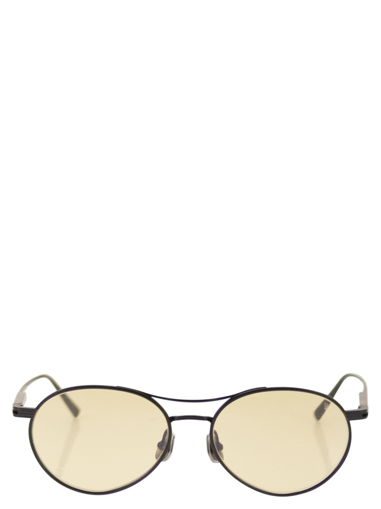 Brunello Cucinelli Unisex Titanium Aviator Sunglasses With Crystal Lenses BRUNELLO CUCINELLI