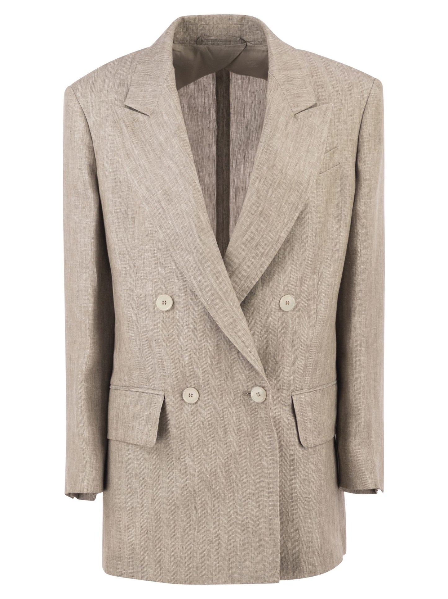 Max Mara Women Mxmolimpia1 - Double-Breasted Pure Linen Blazer MAX MARA