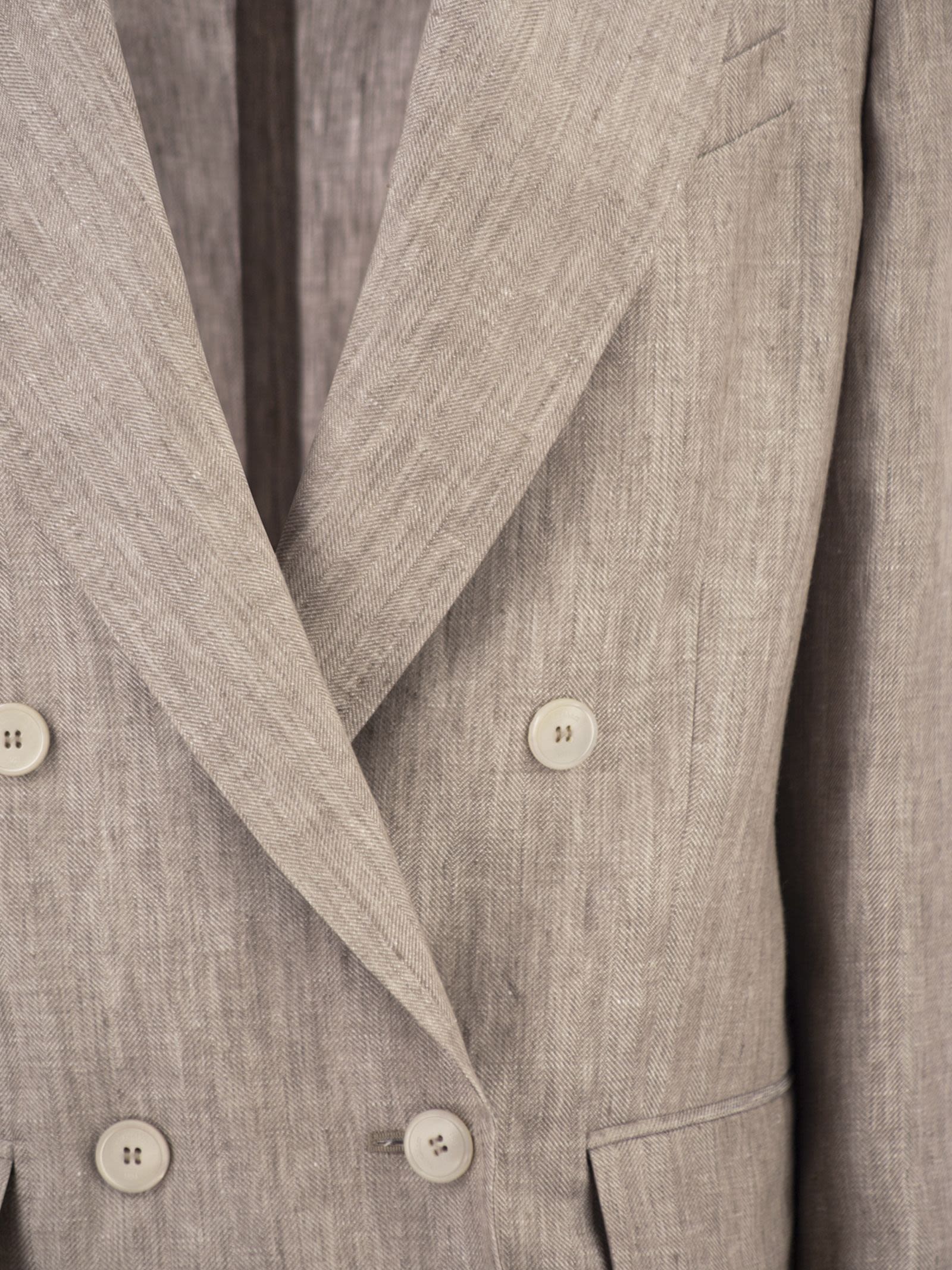 Max Mara Women Mxmolimpia1 - Double-Breasted Pure Linen Blazer MAX MARA
