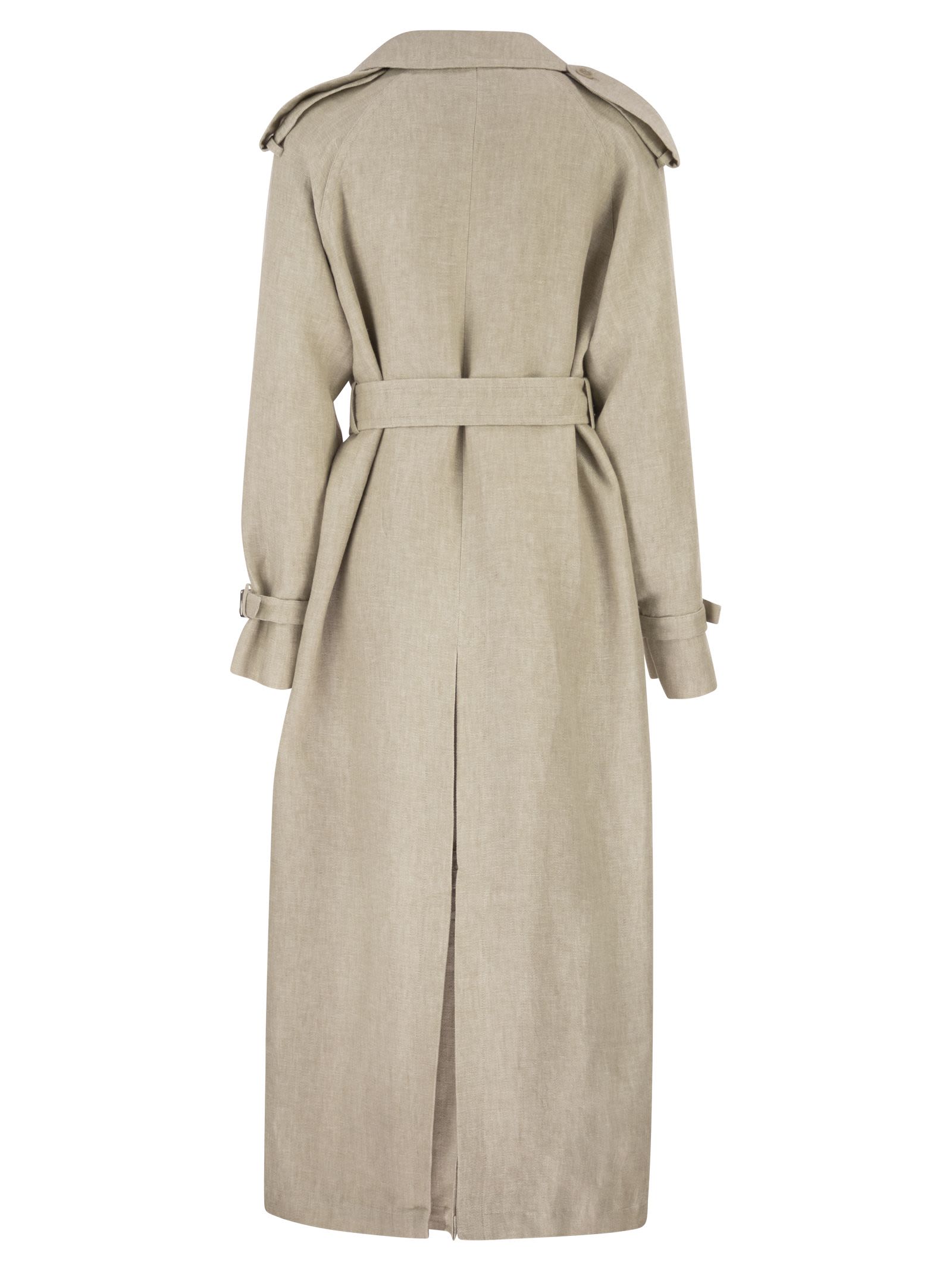 Max Mara Women Mxspedaggi - Long Pure Linen Trench Coat MAX MARA
