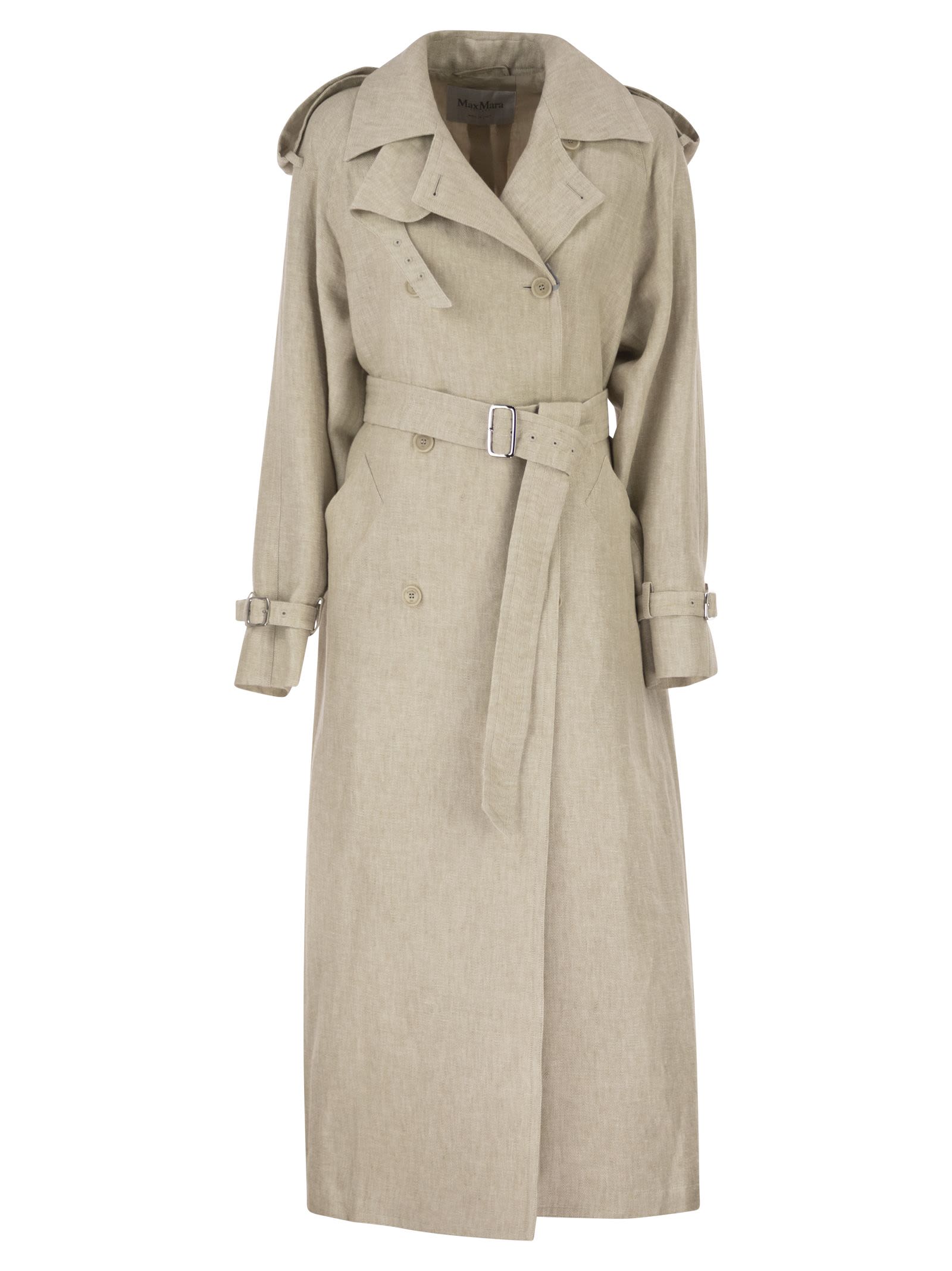 Max Mara Women Mxspedaggi - Long Pure Linen Trench Coat MAX MARA