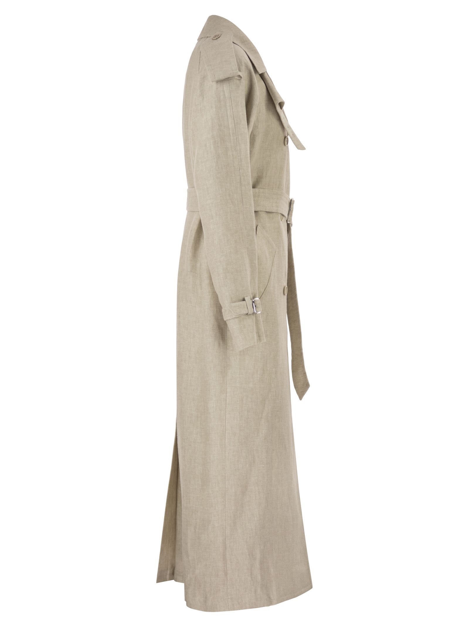 Max Mara Women Mxspedaggi - Long Pure Linen Trench Coat MAX MARA