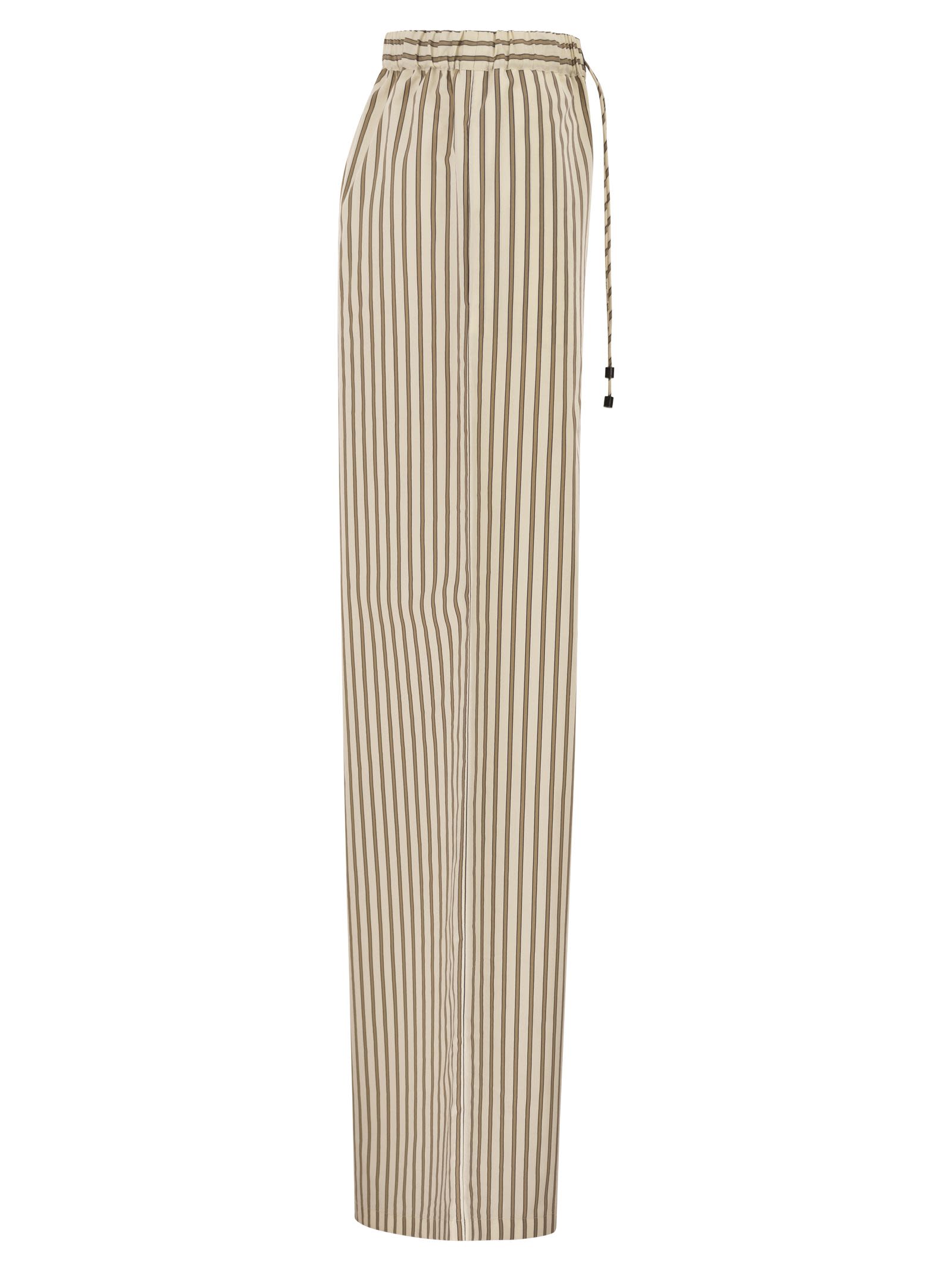 Max Mara Women Mxmordine - Wide-Leg Trousers In Striped Cotton And Silk Canvas MAX MARA