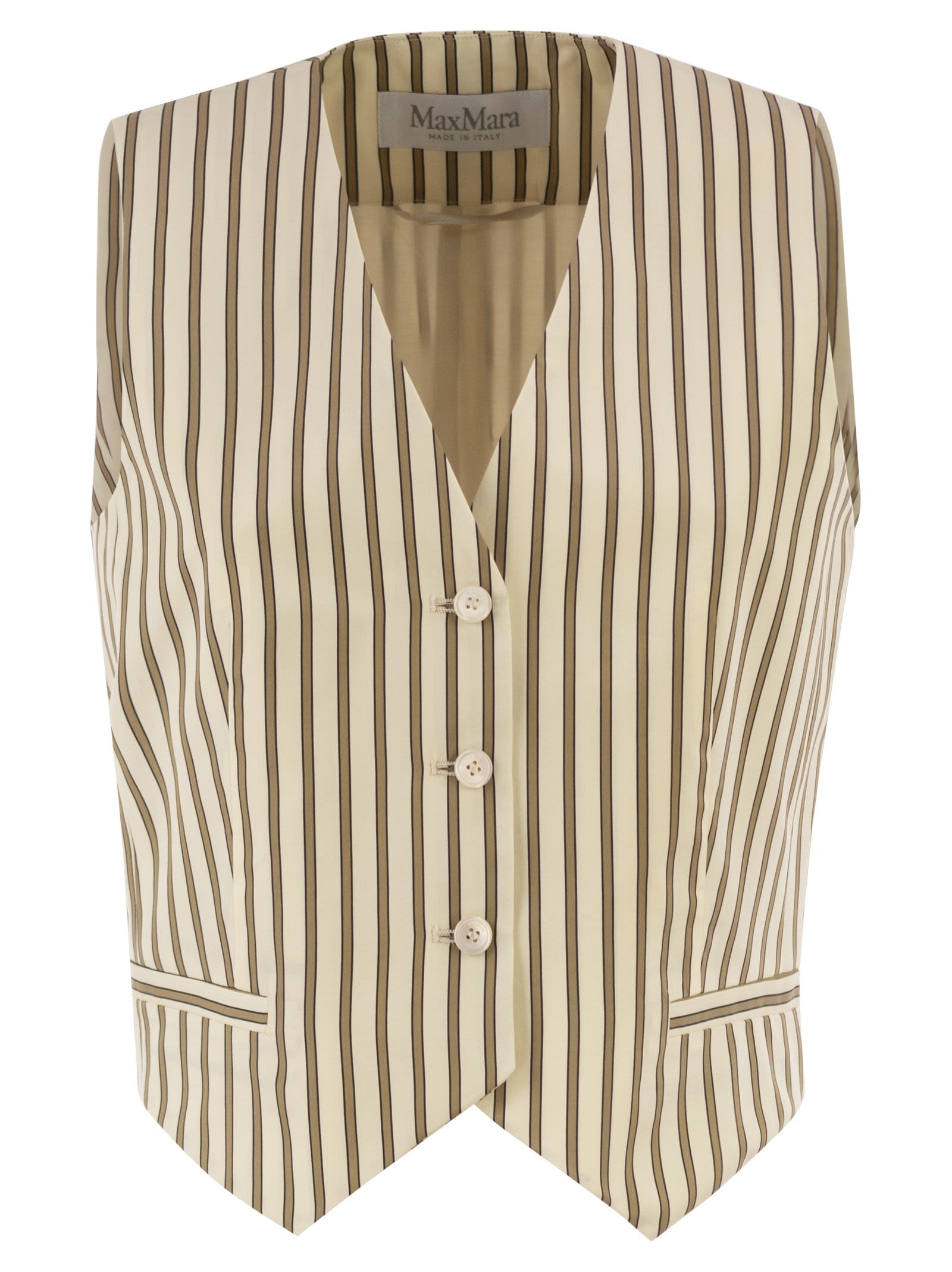 Max Mara Women Mxmfauno - Striped Cotton And Silk Canvas Waistcoat MAX MARA