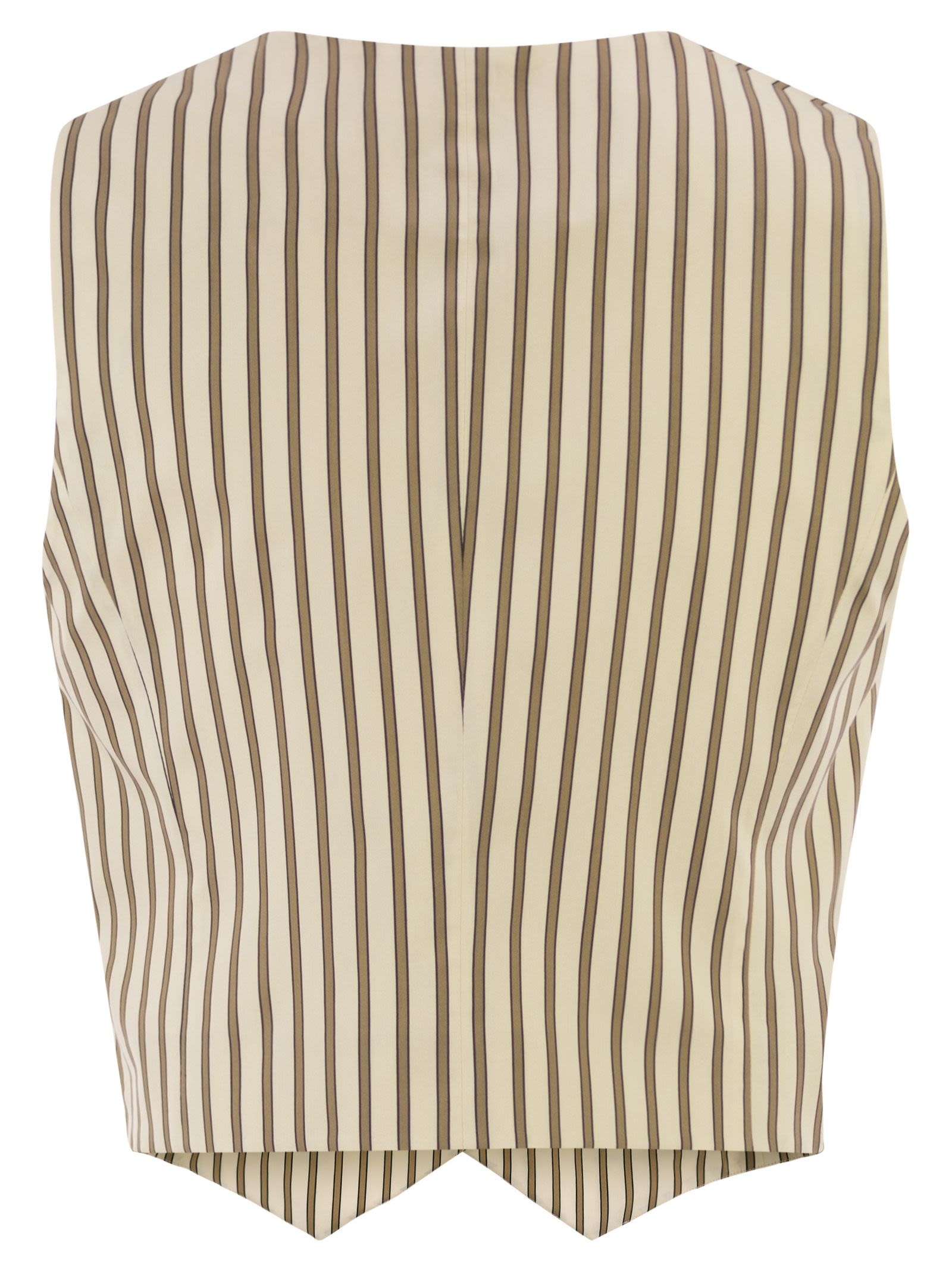 Max Mara Women Mxmfauno - Striped Cotton And Silk Canvas Waistcoat MAX MARA