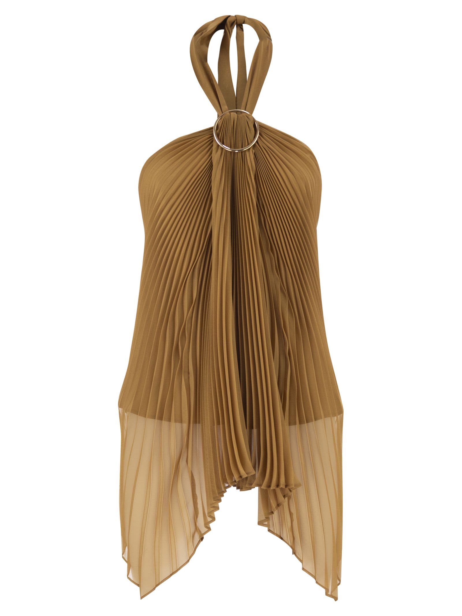 Max Mara Women Mxevalzer - Pleated Halter Top With Ring Detail MAX MARA