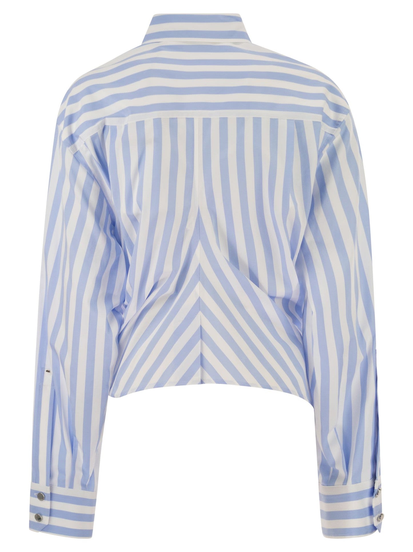 Sportmax Women Spxpalmizi – Cropped Striped Cotton Shirt With Front Draping SPORTMAX