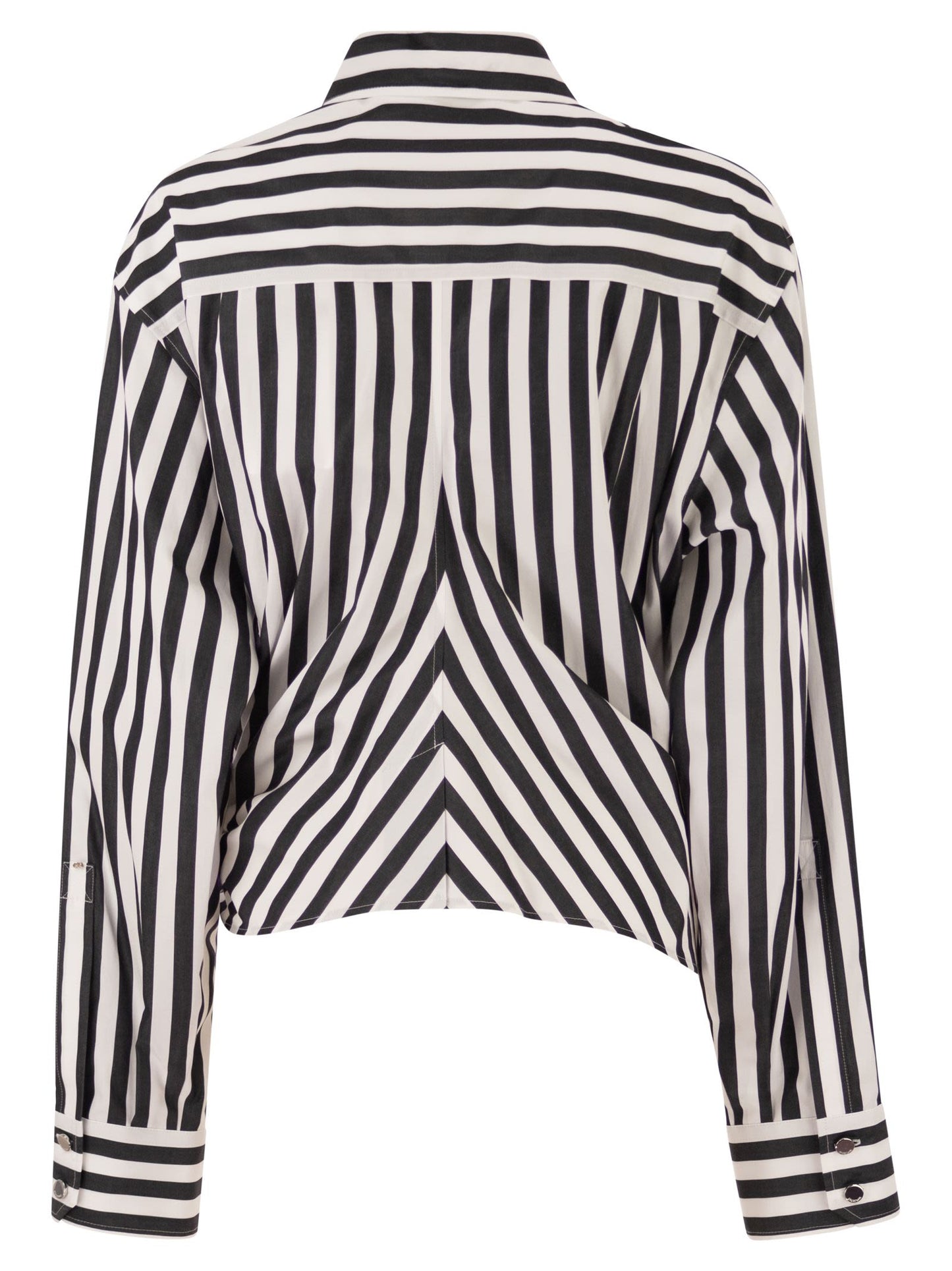 Sportmax Women Spxpalmizi – Cropped Striped Cotton Shirt With Front Draping SPORTMAX