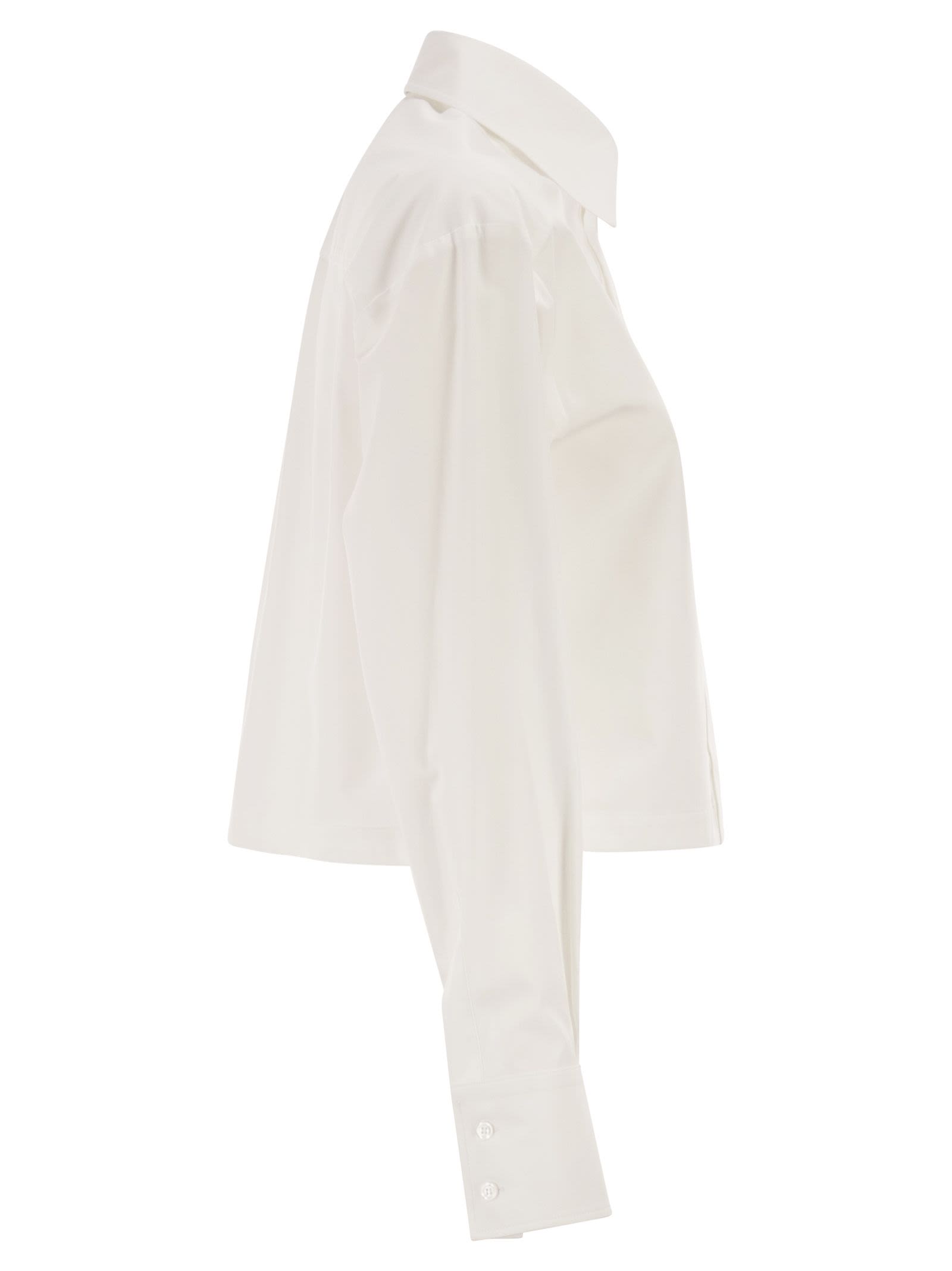 Sportmax Women Spxcerto - Cropped Poplin Shirt With Asymmetrical Pleats SPORTMAX