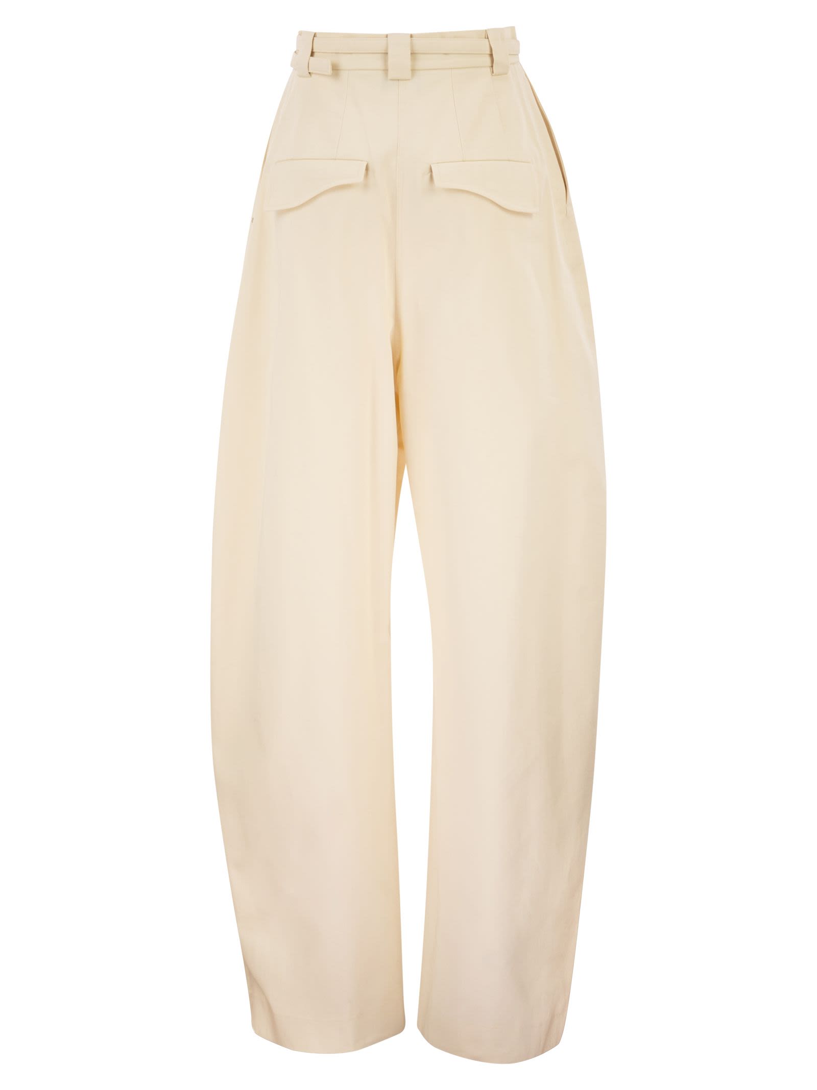 Sportmax Women Spxidoneo – Wide Leg Cotton Trousers With Integrated Belt SPORTMAX