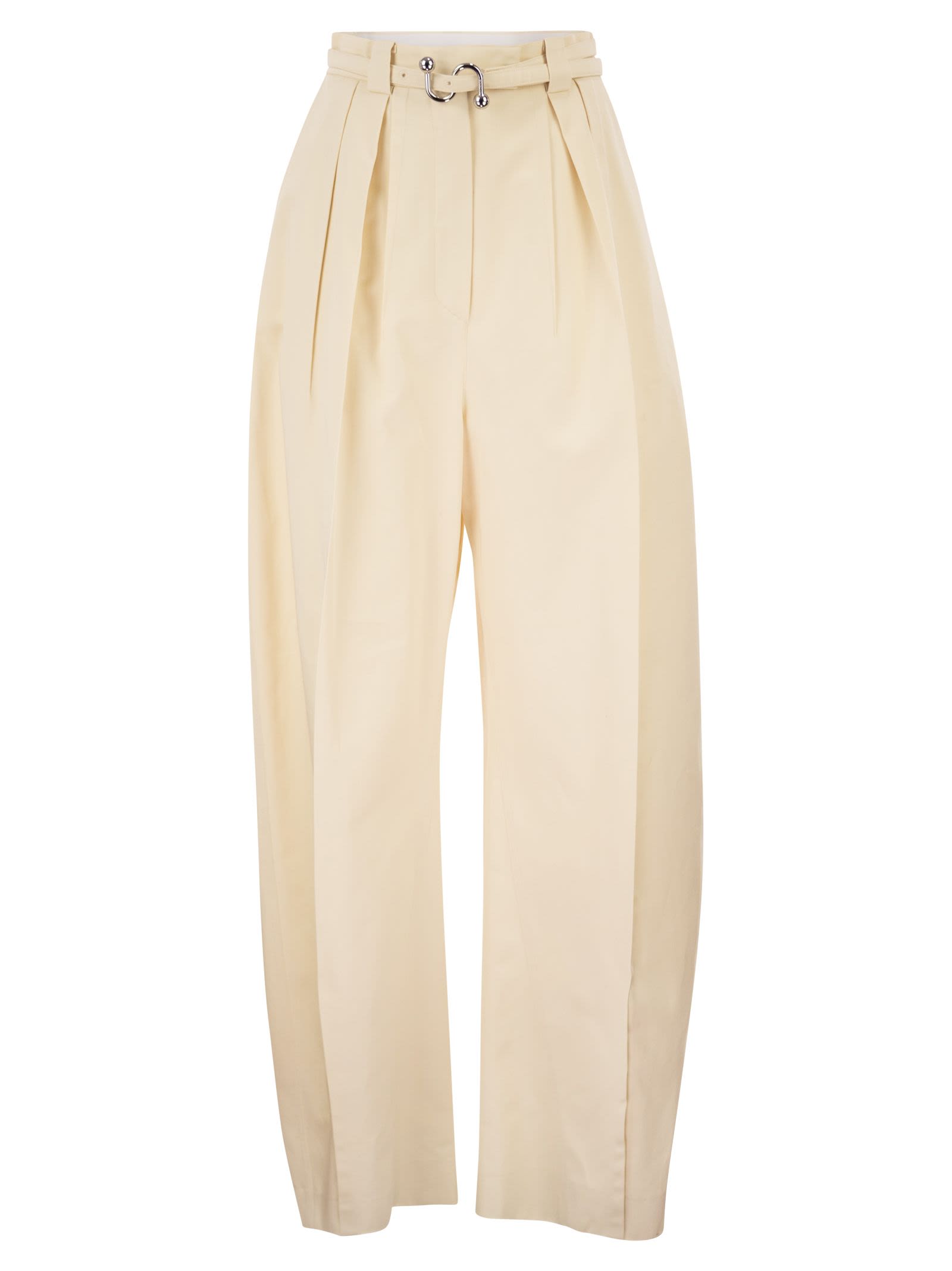 Sportmax Women Spxidoneo – Wide Leg Cotton Trousers With Integrated Belt SPORTMAX