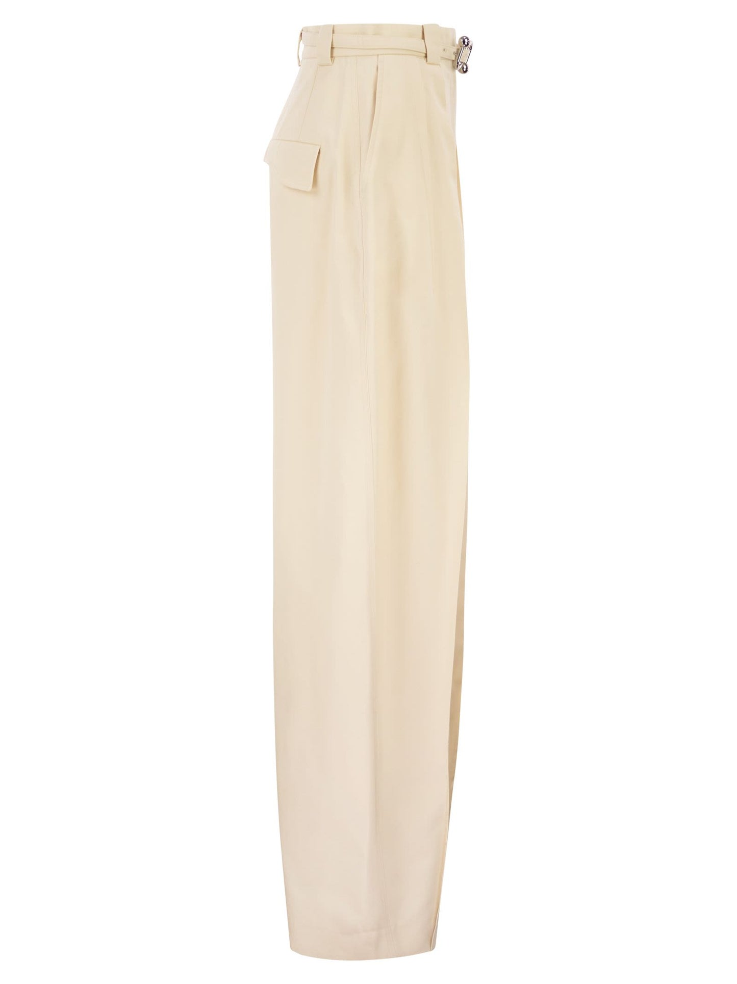 Sportmax Women Spxidoneo – Wide Leg Cotton Trousers With Integrated Belt SPORTMAX