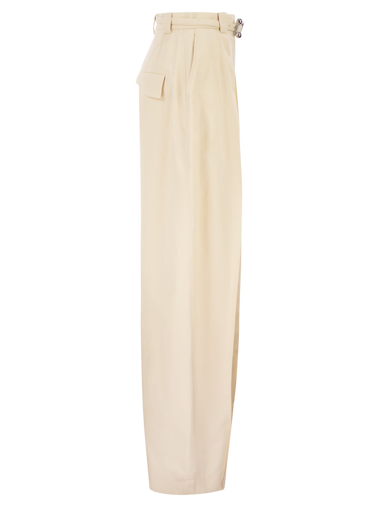 Sportmax Women Spxidoneo – Wide Leg Cotton Trousers With Integrated Belt SPORTMAX
