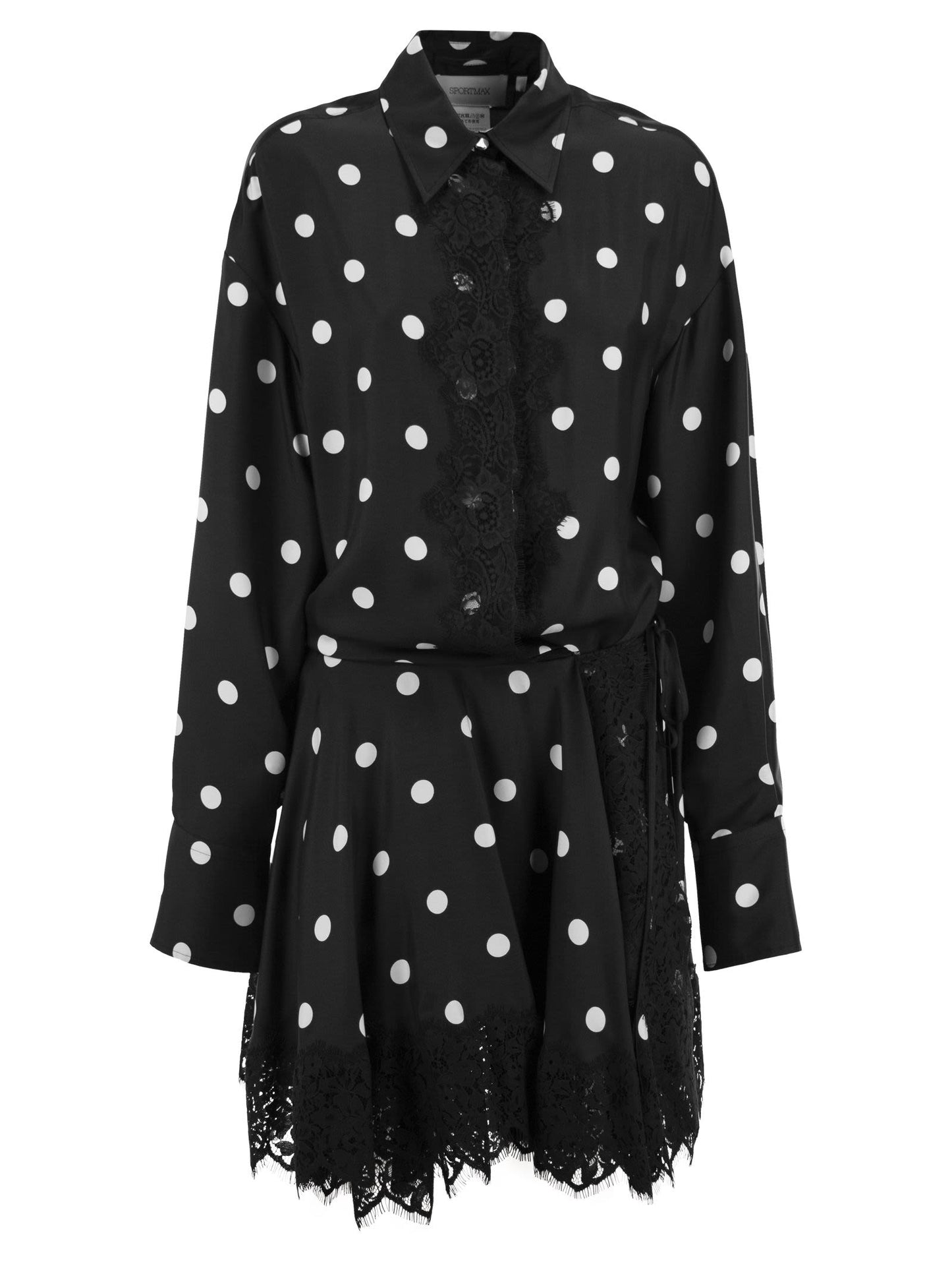 Sportmax Women Spxbosso - Silk Shirt Dress With Lace Inserts SPORTMAX