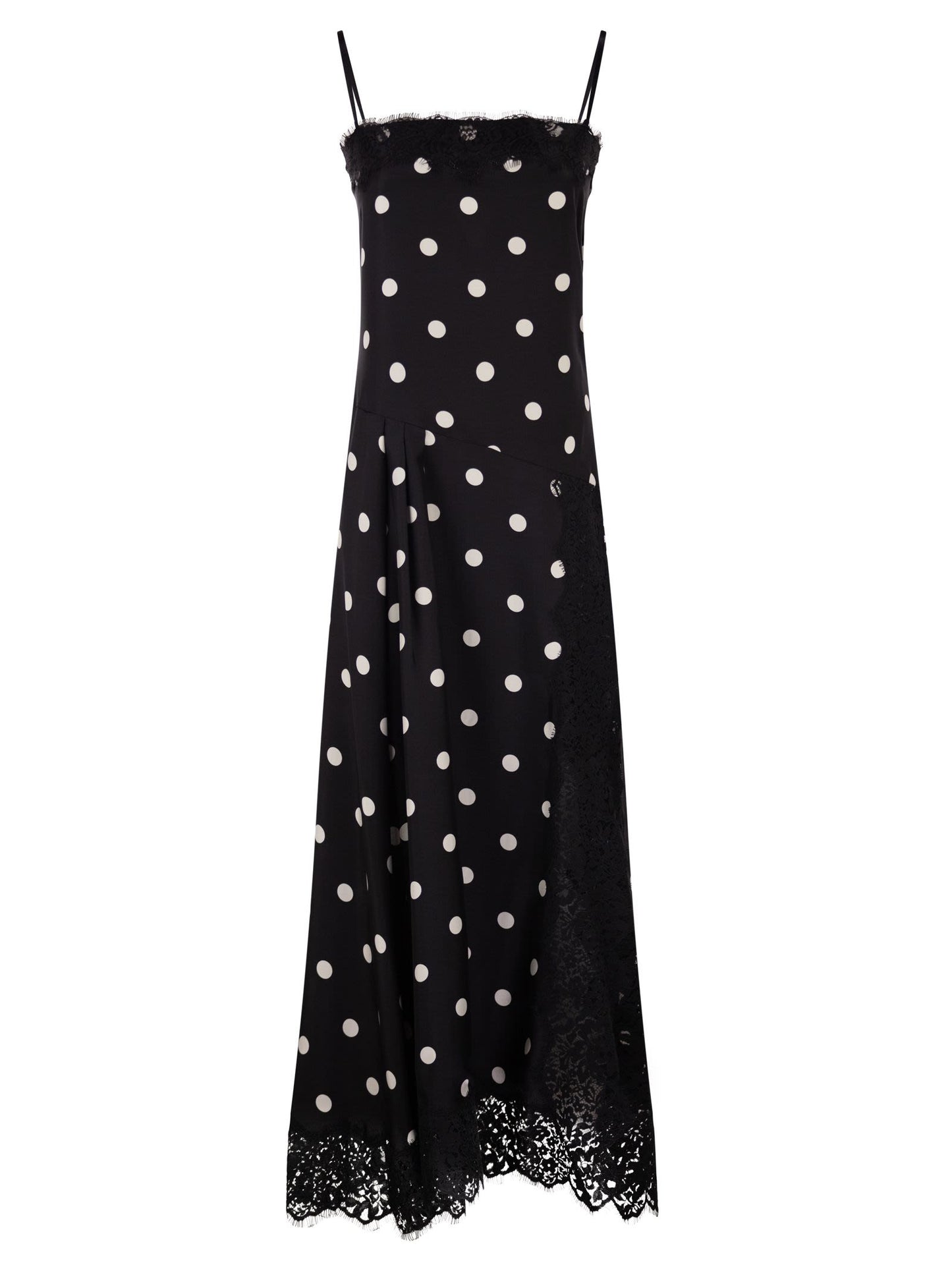 Sportmax Women Spxcapo – Polka Dot Silk Midi Dress With Lace Inserts SPORTMAX