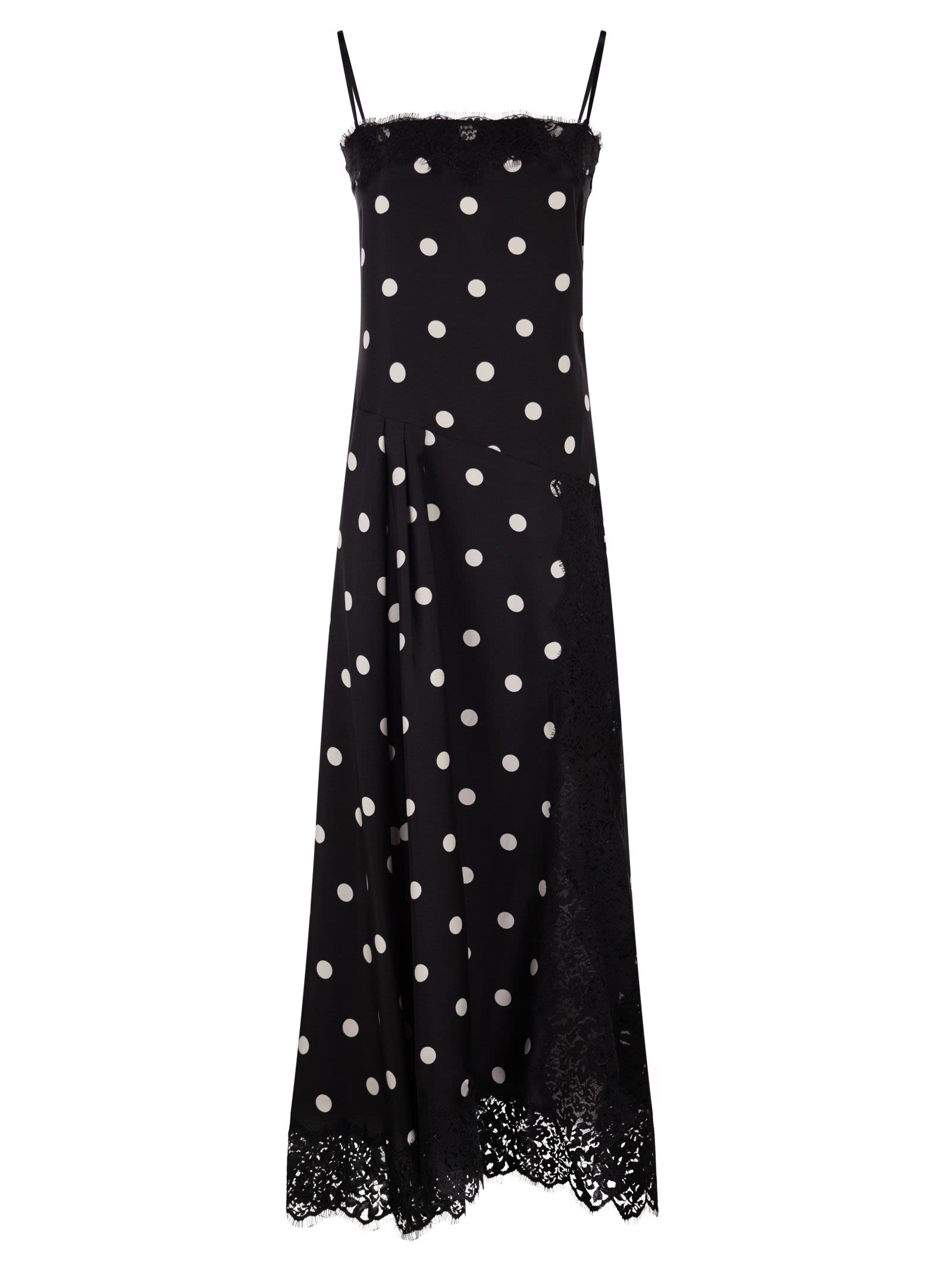 Sportmax Women Spxcapo – Polka Dot Silk Midi Dress With Lace Inserts SPORTMAX
