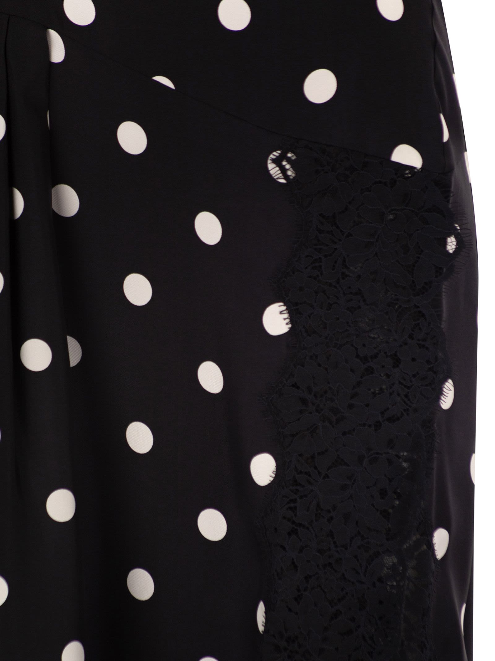 Sportmax Women Spxcapo – Polka Dot Silk Midi Dress With Lace Inserts SPORTMAX