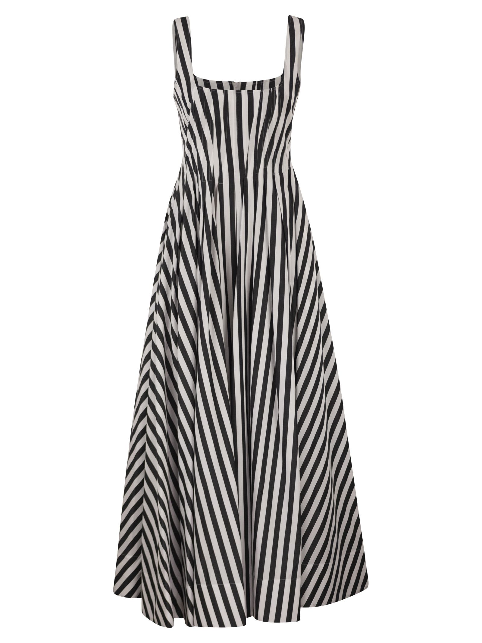 Sportmax Women Spxfilmato – Striped Cotton Midi Dress With Full Skirt SPORTMAX