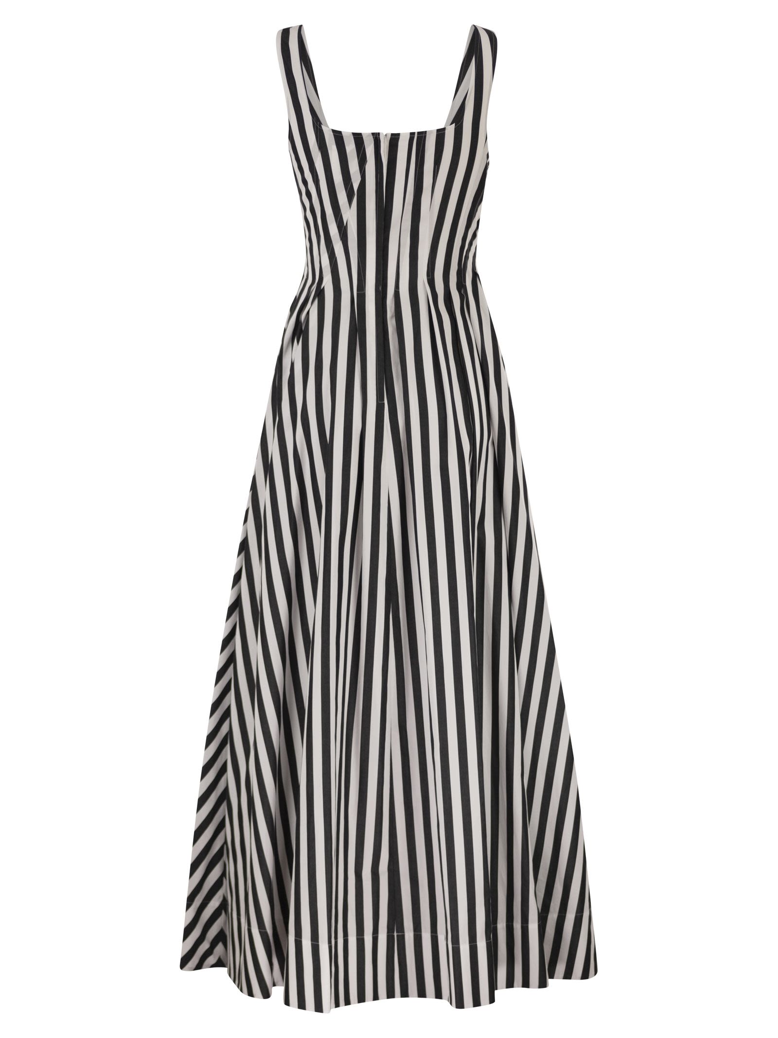 Sportmax Women Spxfilmato – Striped Cotton Midi Dress With Full Skirt SPORTMAX