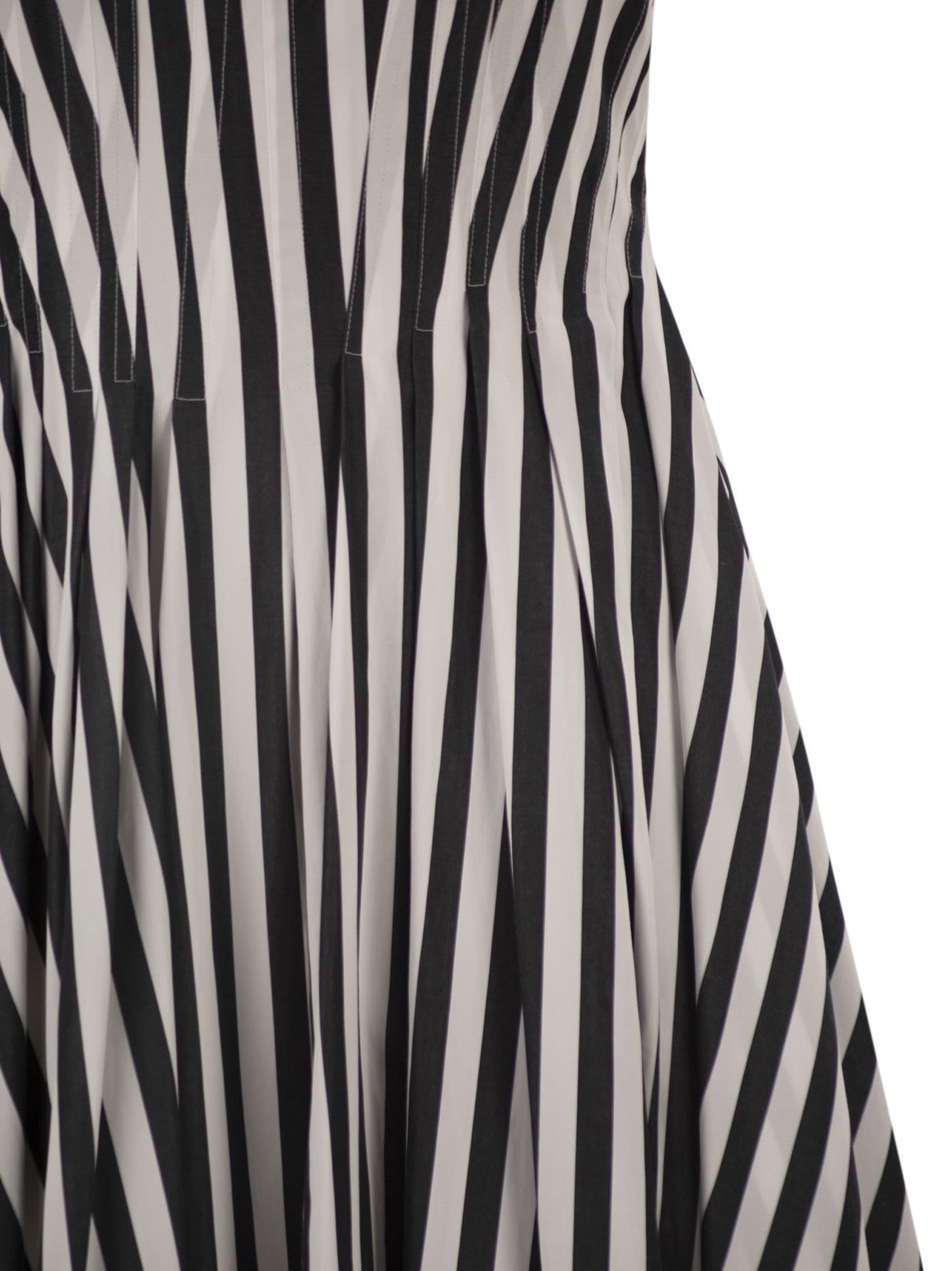 Sportmax Women Spxfilmato – Striped Cotton Midi Dress With Full Skirt SPORTMAX