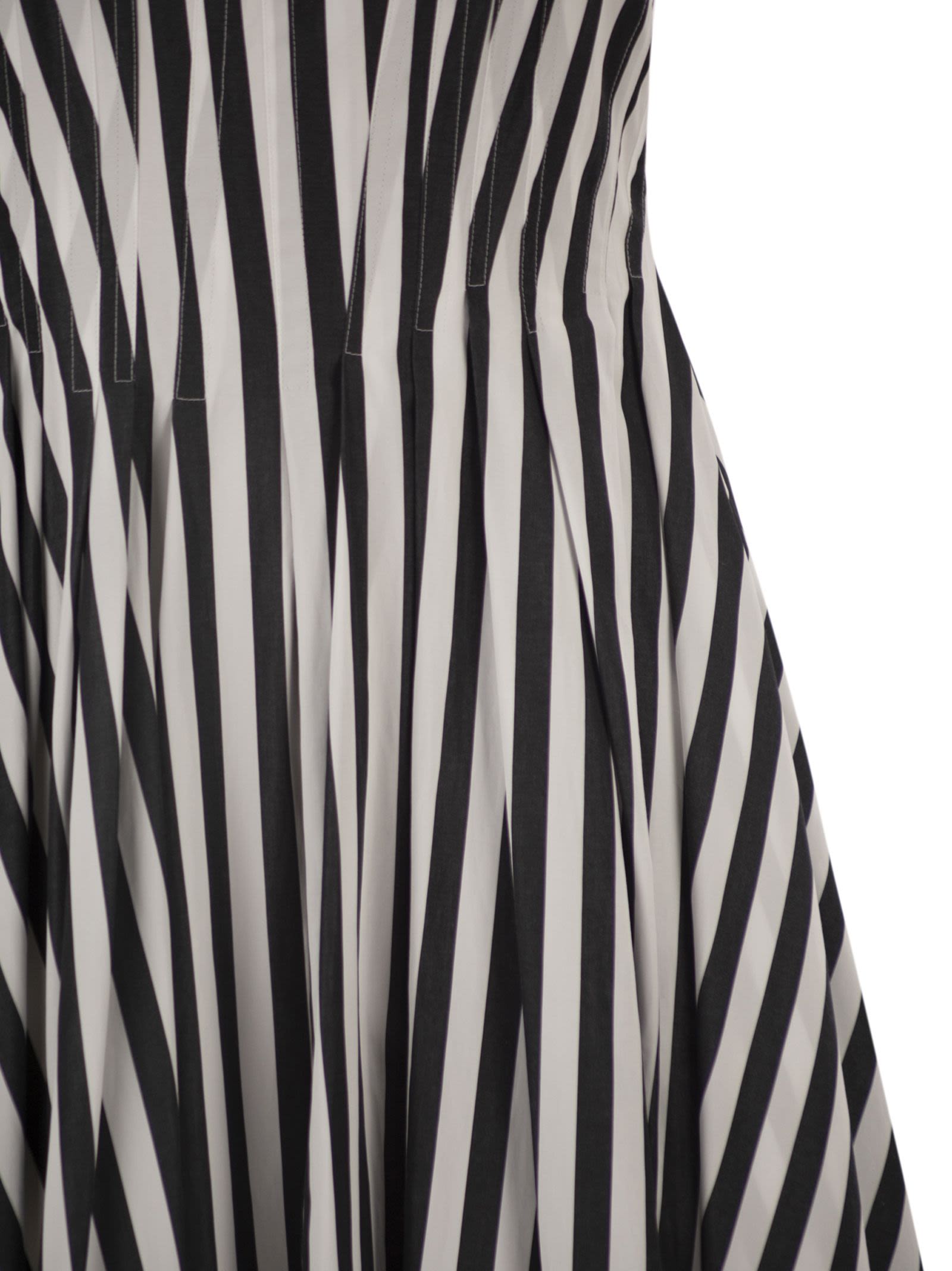 Sportmax Women Spxfilmato – Striped Cotton Midi Dress With Full Skirt SPORTMAX