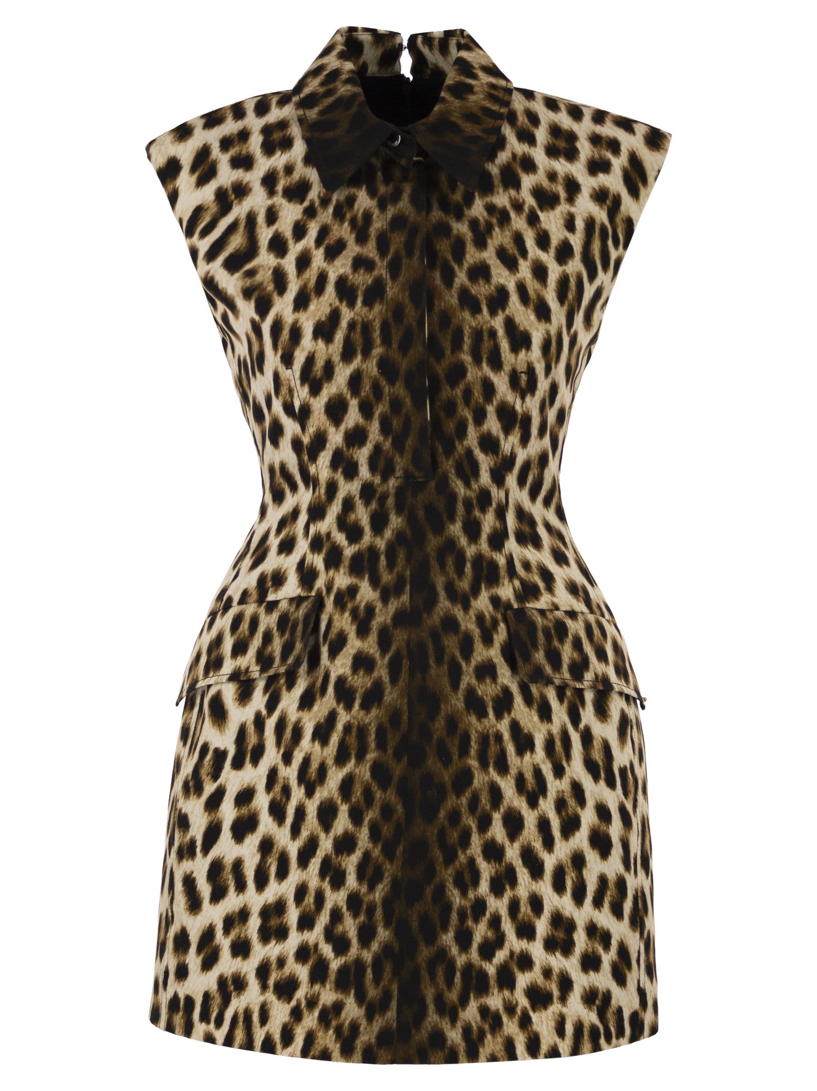 Sportmax Women Spxlonza – Cotton Mini Dress With Animal Print SPORTMAX